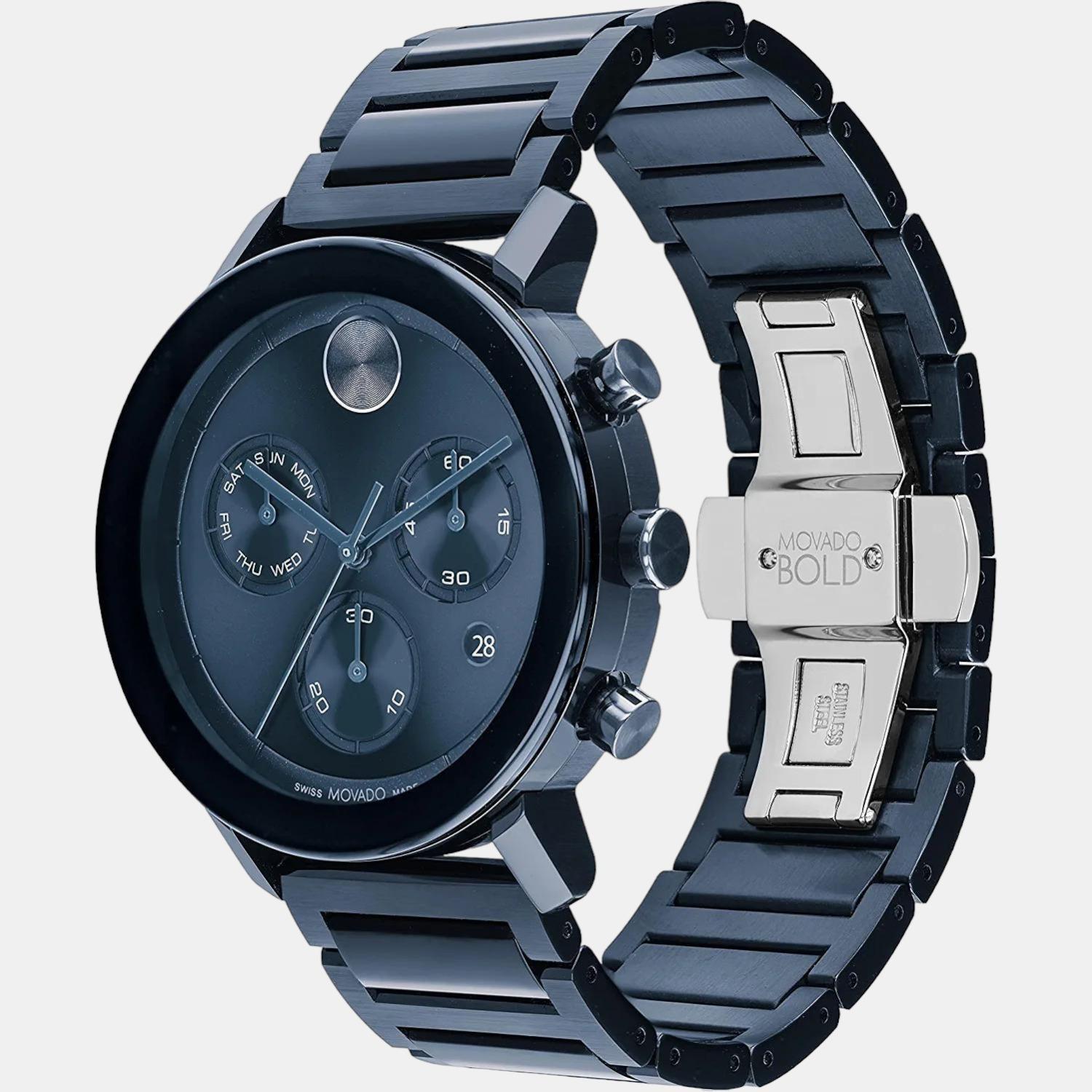 Movado Bold Evolution Men Quartz Blue Dial Chronograph Stainless Steel Watch 3600812 - view 2