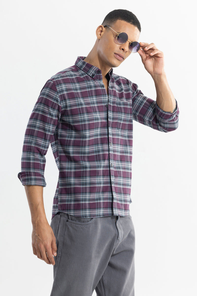 SNITCH Tartan Twist Purple Checks Shirt