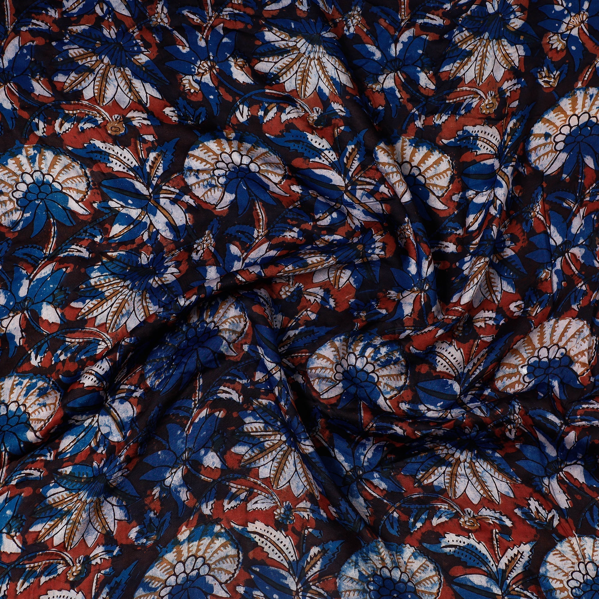 KACHCHH JI CHHAAP Blue - Ajrakh Block Printed Modal Silk Precut fabric - (2.2 meter) - view 2