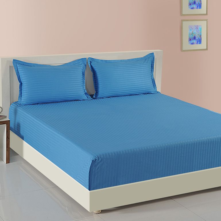 Swayam India Sonata Coral: Alaskan Blue Bed Sheet - view 2