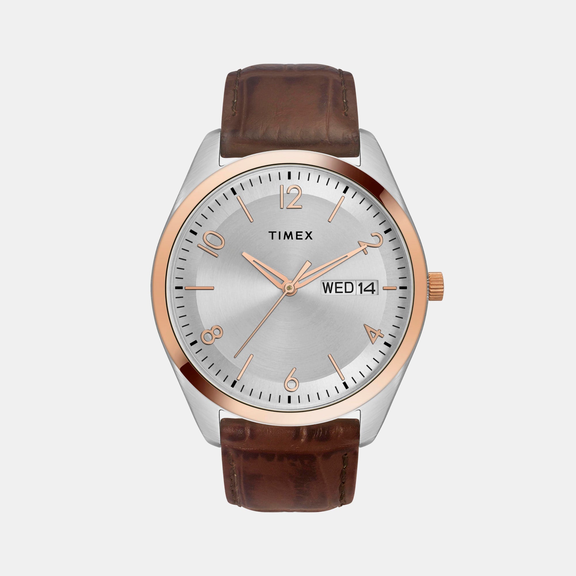 Timex Classics Men Quartz Silver Dial Analog Leather Watch TWTG10401