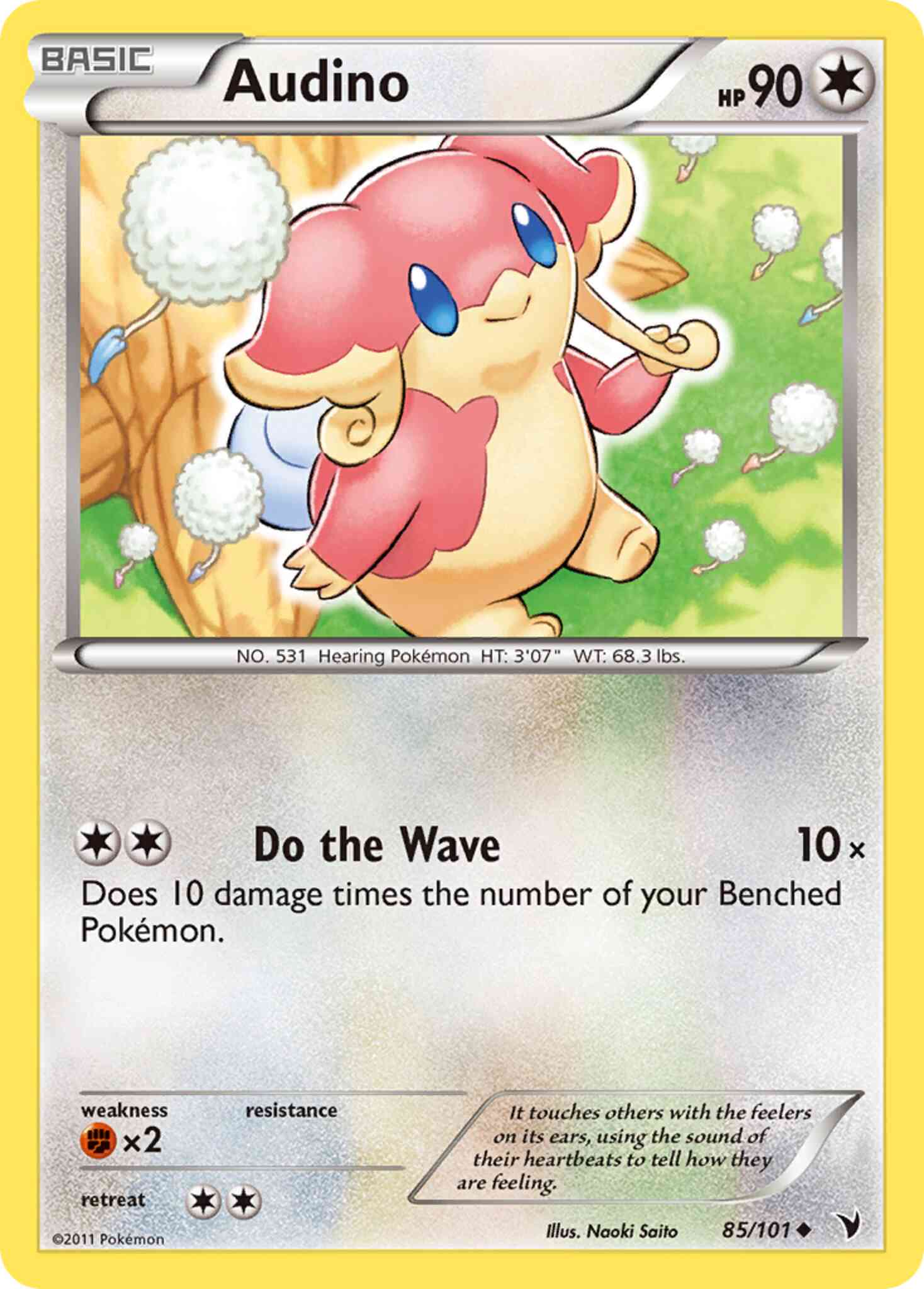 Uncommon bw3-85 reverse – Pokémon Audino - 85/101 - Uncommon [bw3-85] [Reverse Holo]