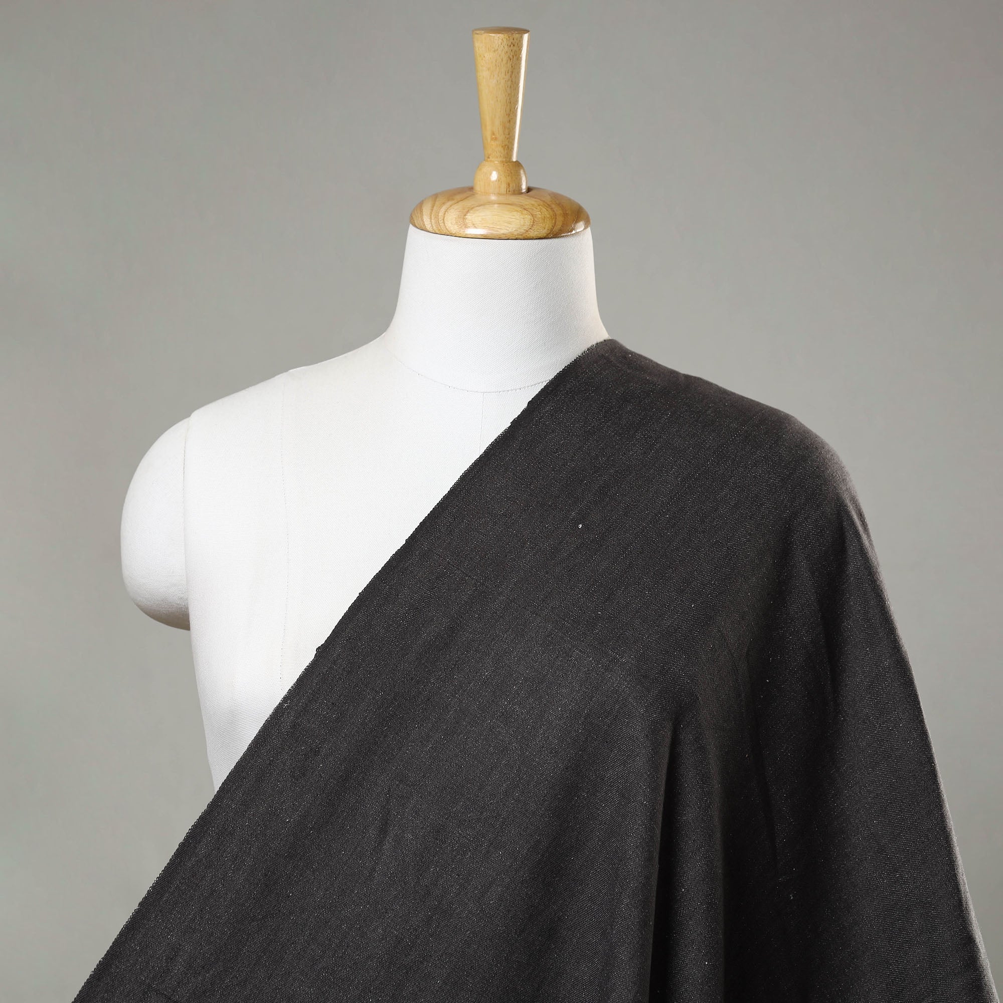SOUTH KARGHA Black - 2/40 Twill Cotton Handspun Handloom Natural Dyed Plain Fabric 11