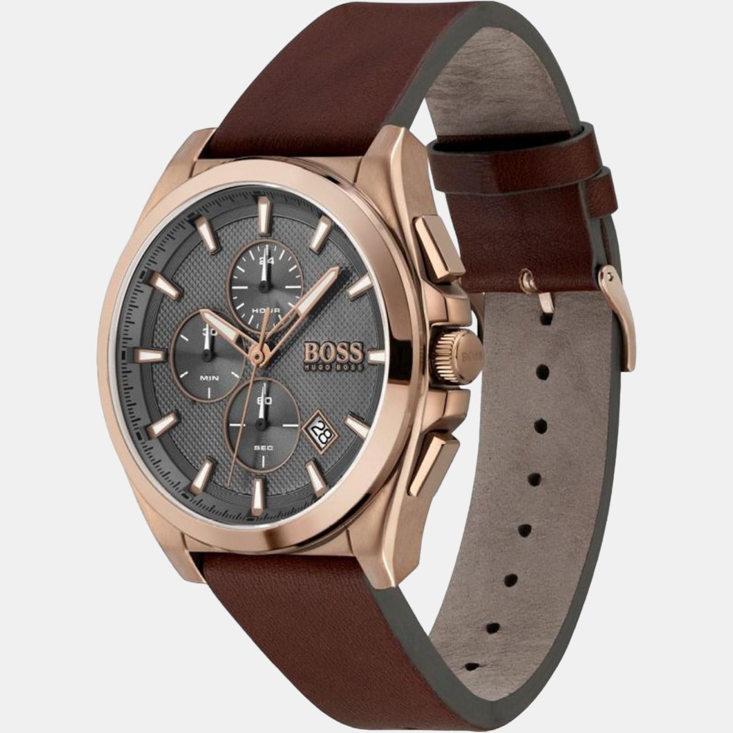 Boss Grandmaster Women Quartz Grey Dial Chronograph Leather Watch 1513882 - view 2