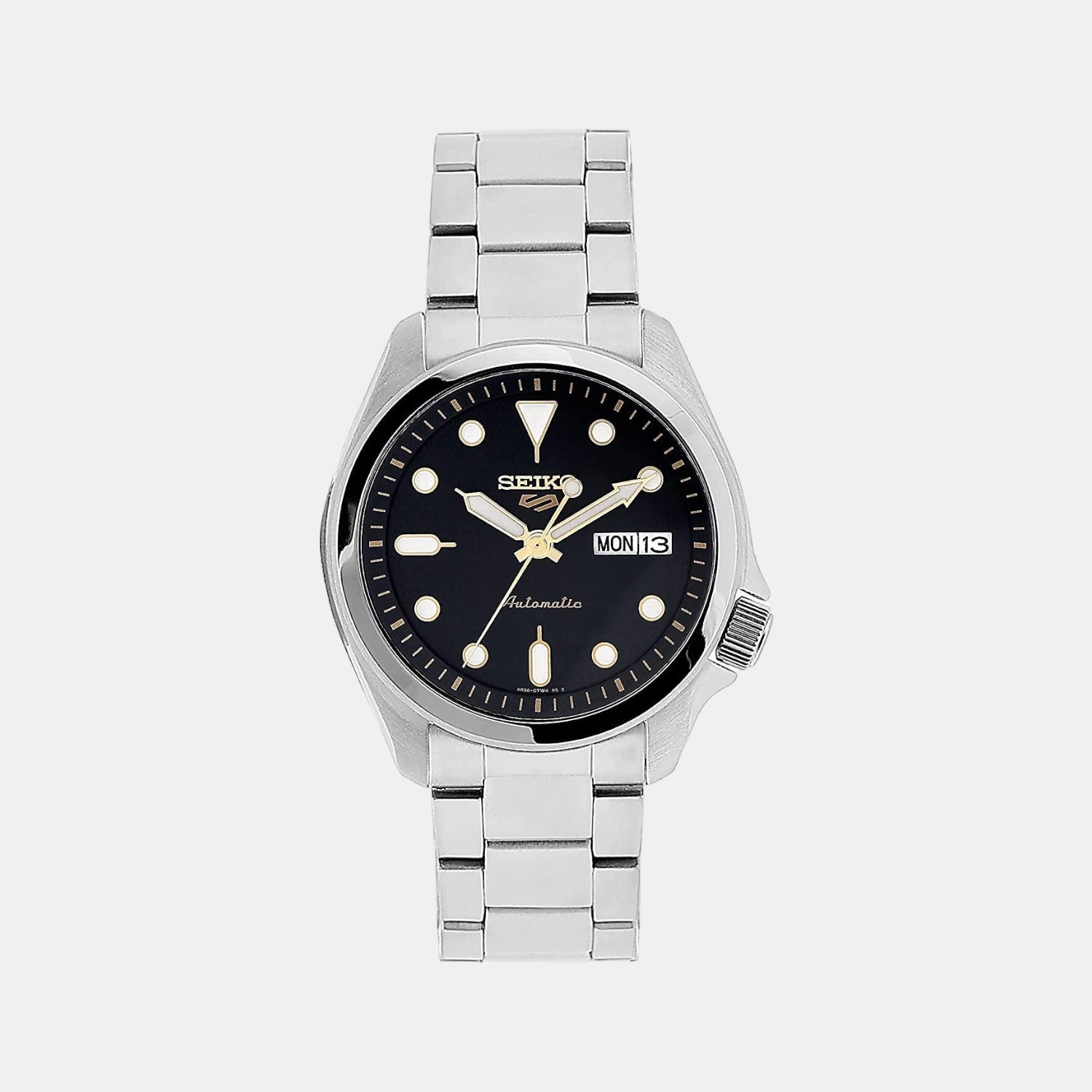 Seiko 5 Sports Men Automatic Black Dial Analog Stainless Steel Watch SRPE57K1