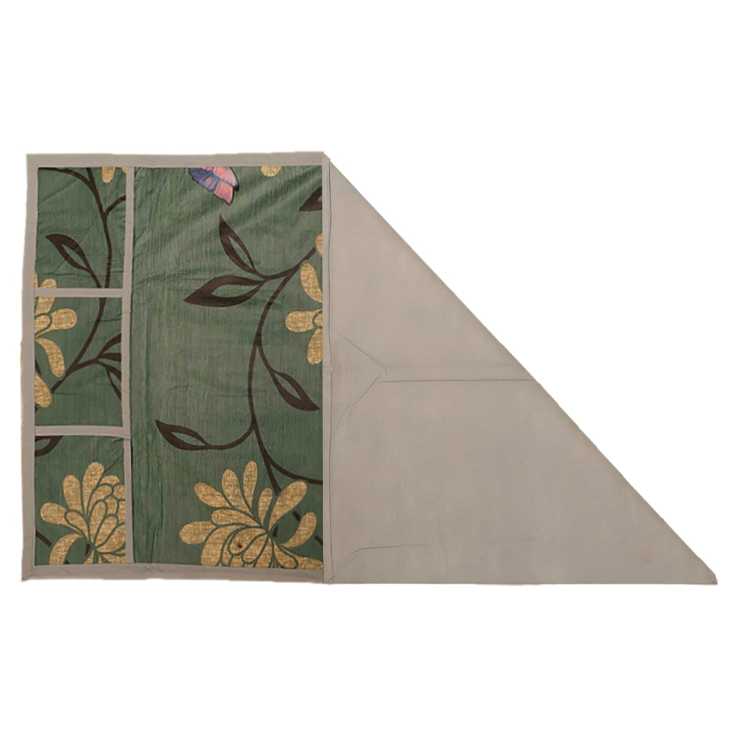 Heart Home Floral Print PVC Fridge Top Cover, Protect for Scratches with 6 Utility Side Pockets (Green) - view 3