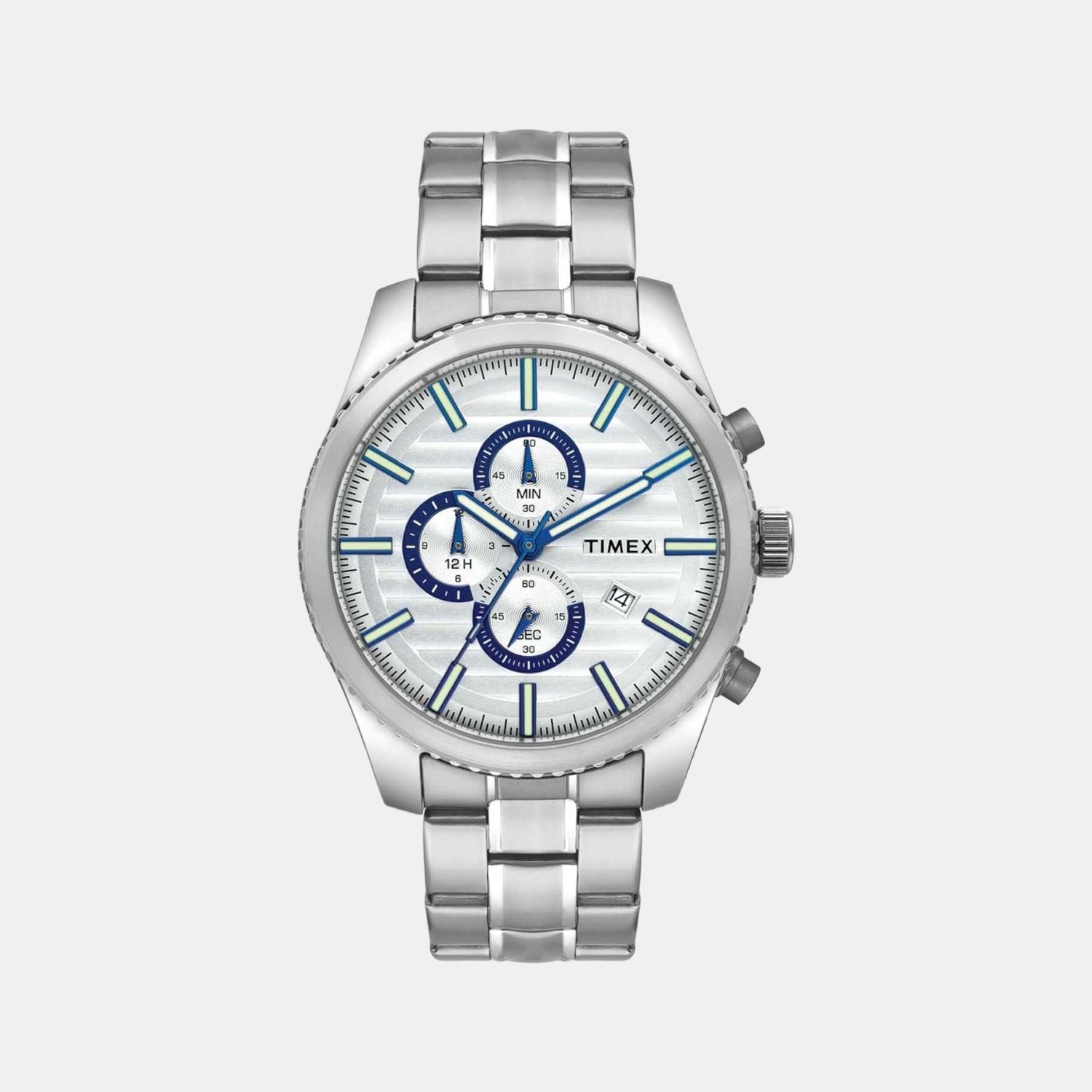 Timex Fashion Men Quartz Silver Dial Chronograph Stainless Steel Watch TWEG19503