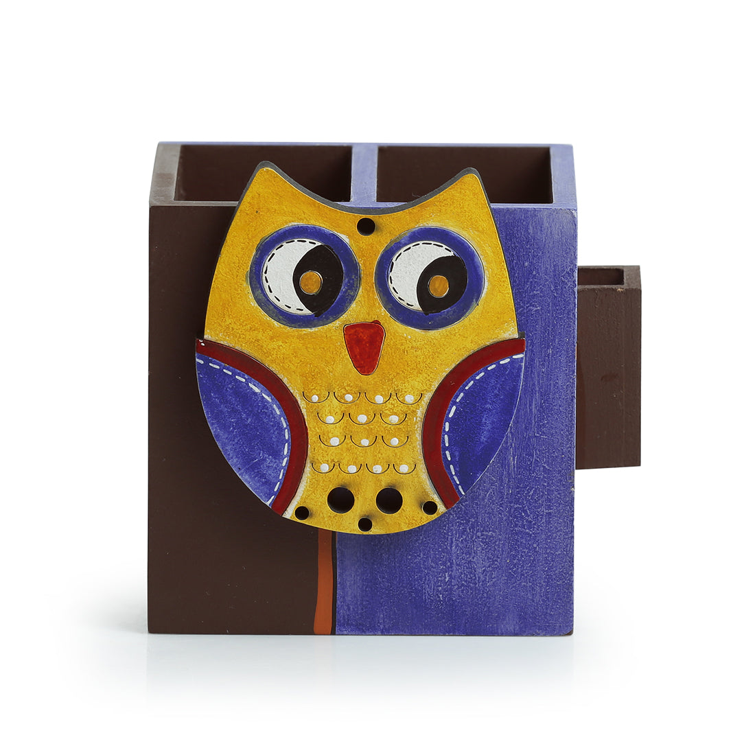 EXCLUSIVELANE 'Owl Motif' Cutlery & Toothpick Holder In Pine Wood (3 Partitions) - view 3