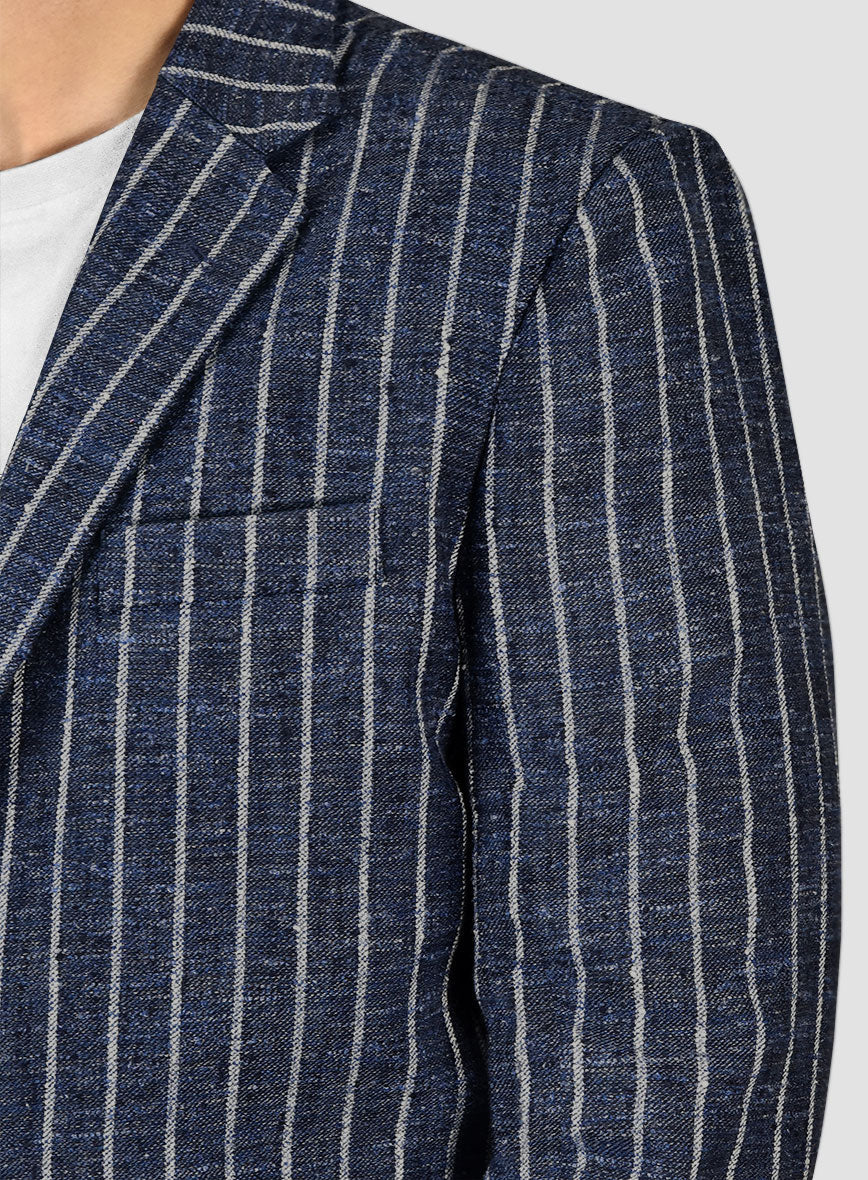 StudioSuits Maestro Volis Stripe Linen Wool Silk Jacket - view 5