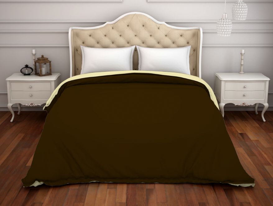 Spaces India Solid Chocolate/Cream - Dark Brown 100% Cotton Shell Double Quilt / AC Comforter - Hygro By Spaces - view 2