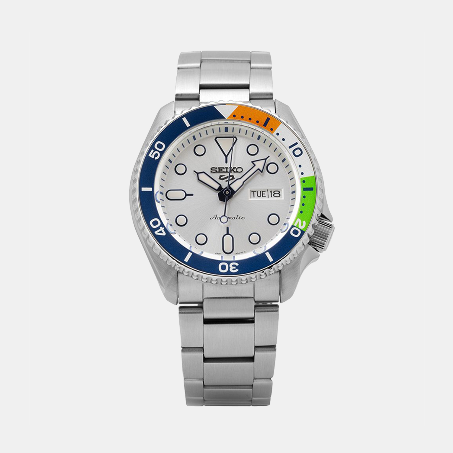 Seiko 5 Sports Men Automatic White Dial Analog Stainless Steel Watch SRPK83K1