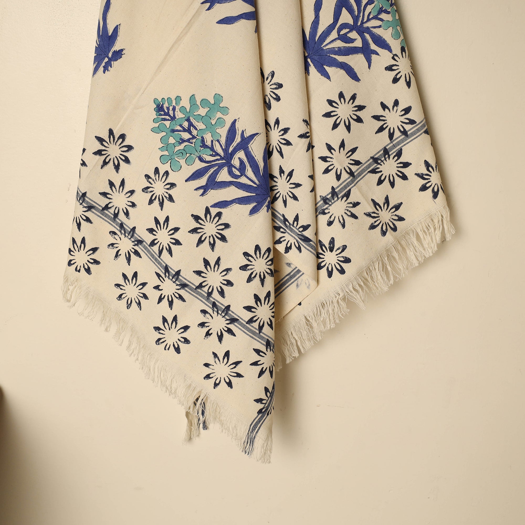 ARTISAN HAND BLOCK PRINTS Beige - Block Printed Handloom Cotton Sanganeri Towel 33 - view 2