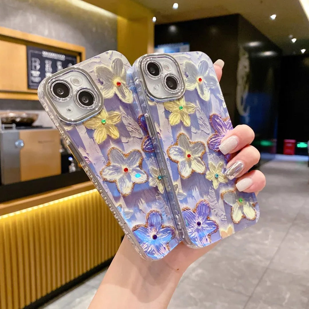 Peeperly Retro Gem-Encrusted Flower Art Phone Case