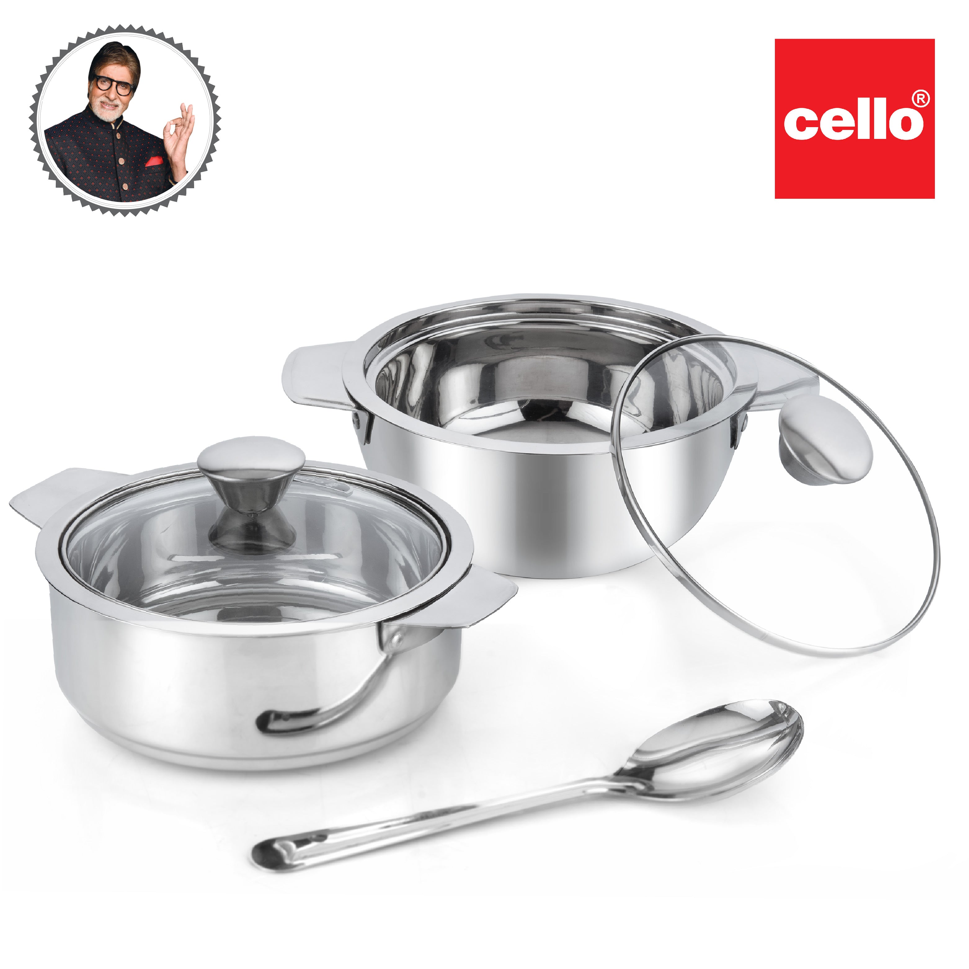 Cello Daawat Casserole Gift Set, Set of 3 – Silver - view 7