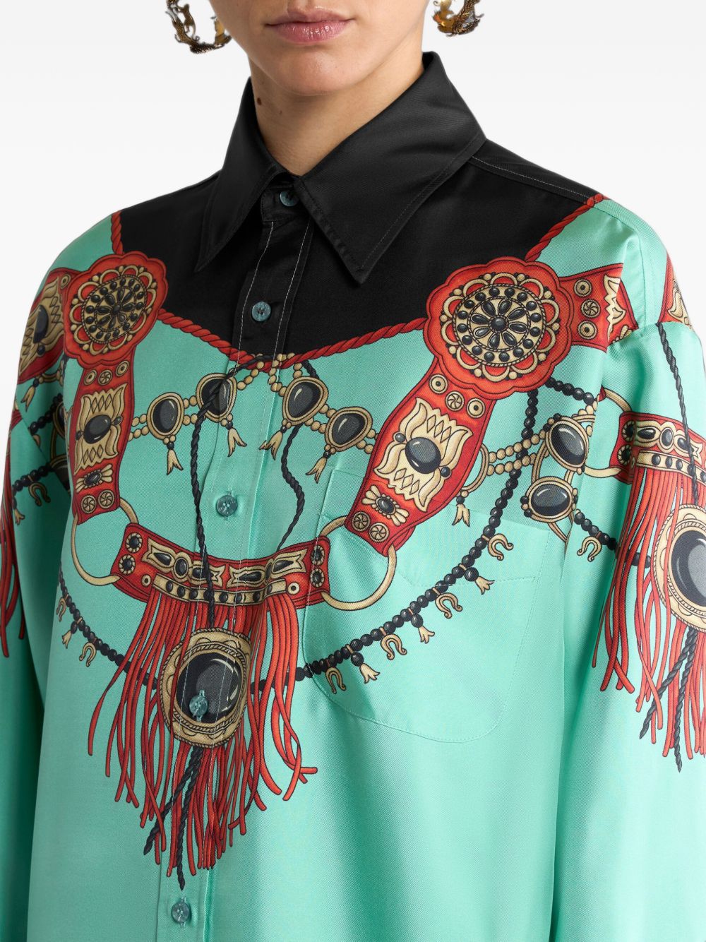 Etro Shirts LIGHT BLUE – 100% Silk - view 3