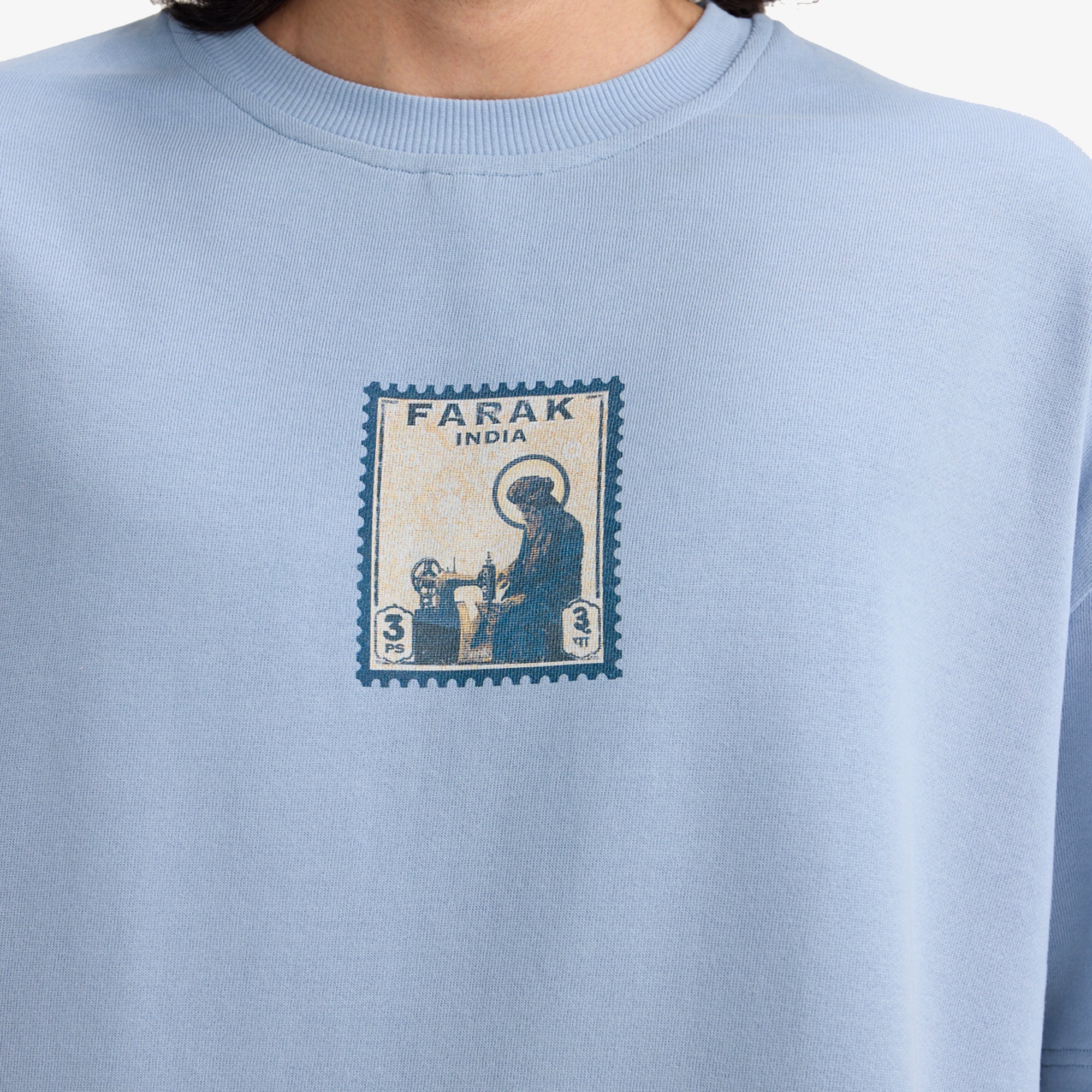 F A R A K | F Se Farak Stamp T-shirt { Blue/blue - view 4