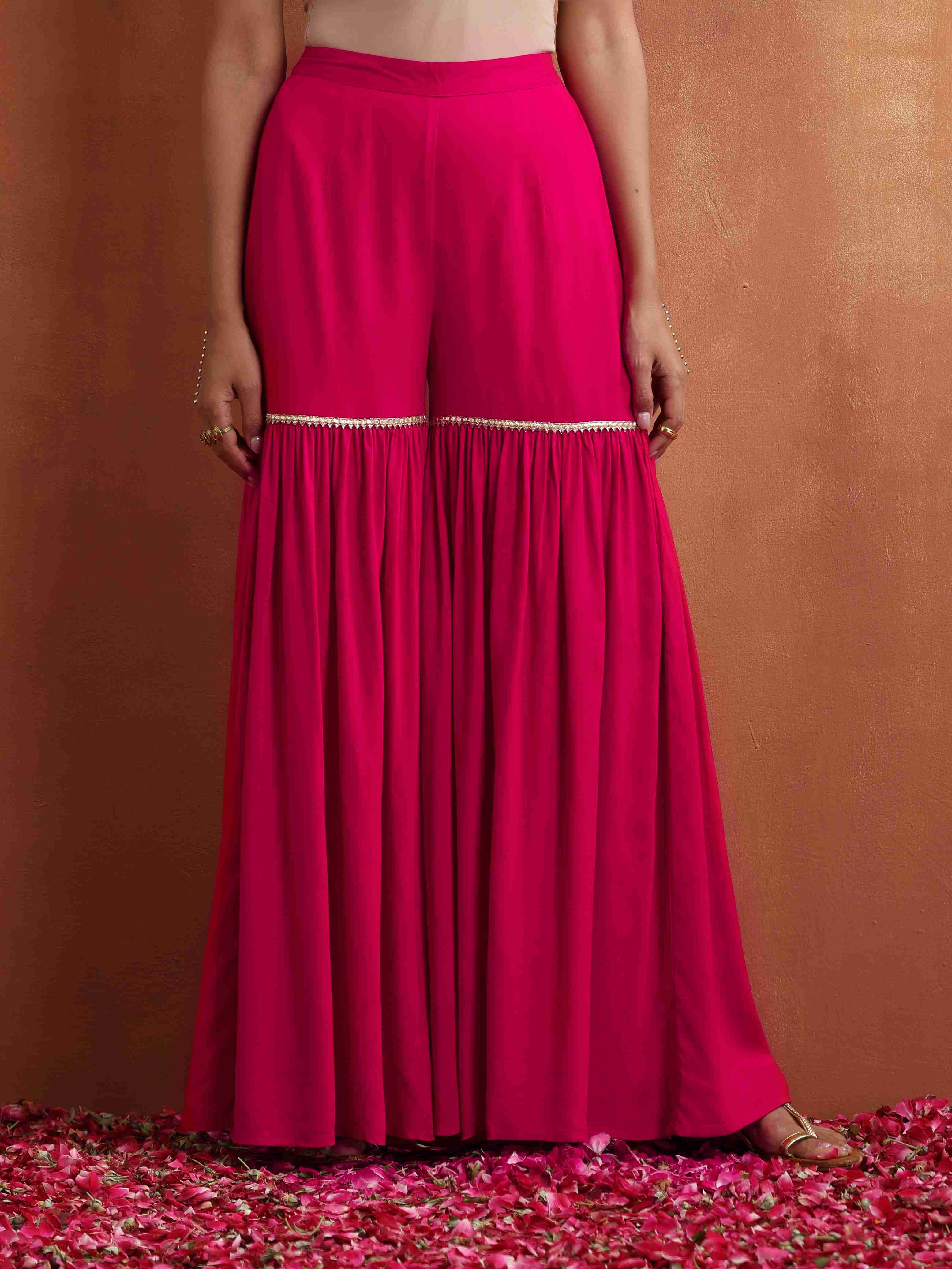 trueBrowns Red Print Sharara Set - view 7
