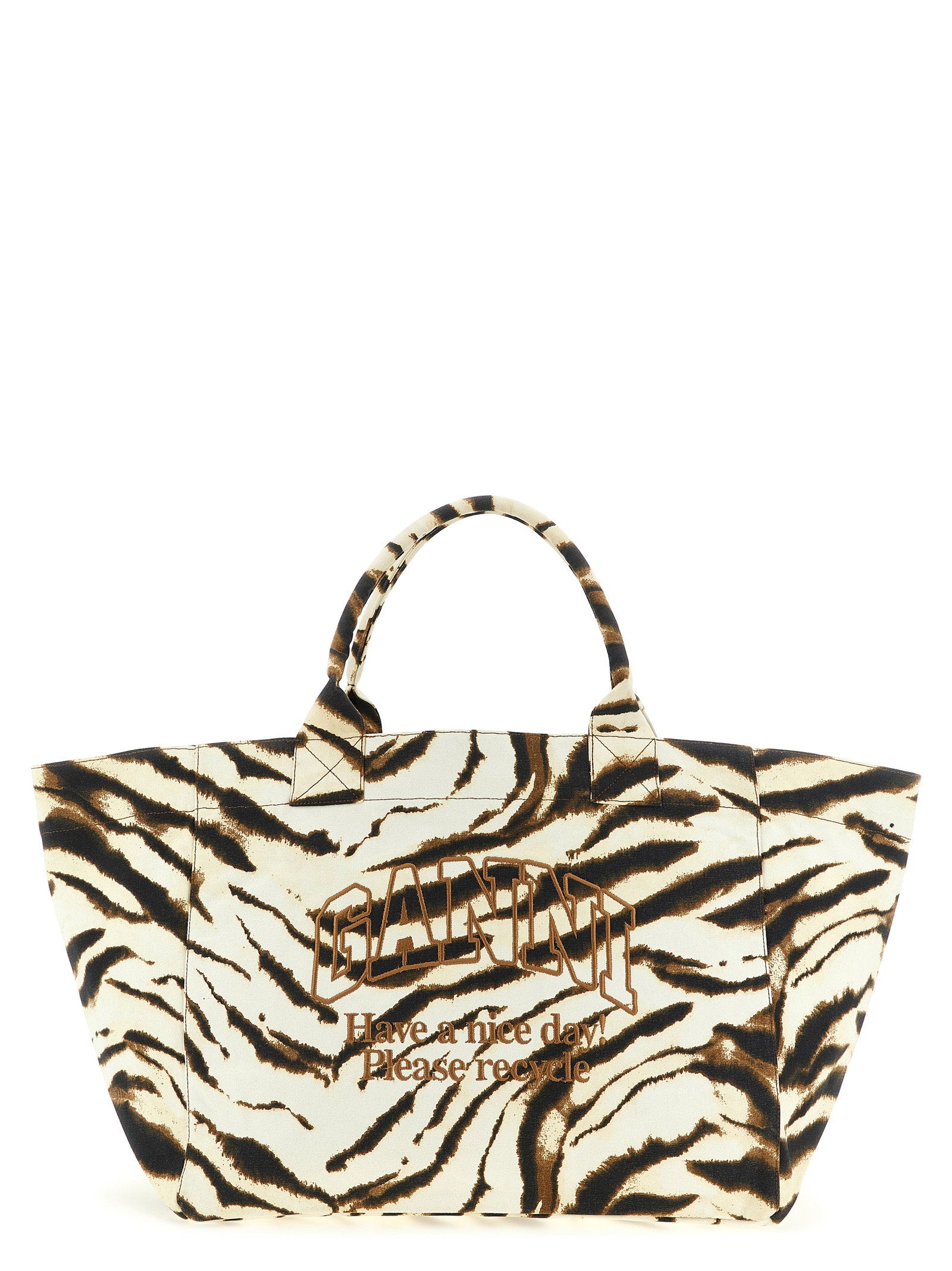 Ganni Xxl Zebra Shopping Bag – 100% recycled cotton