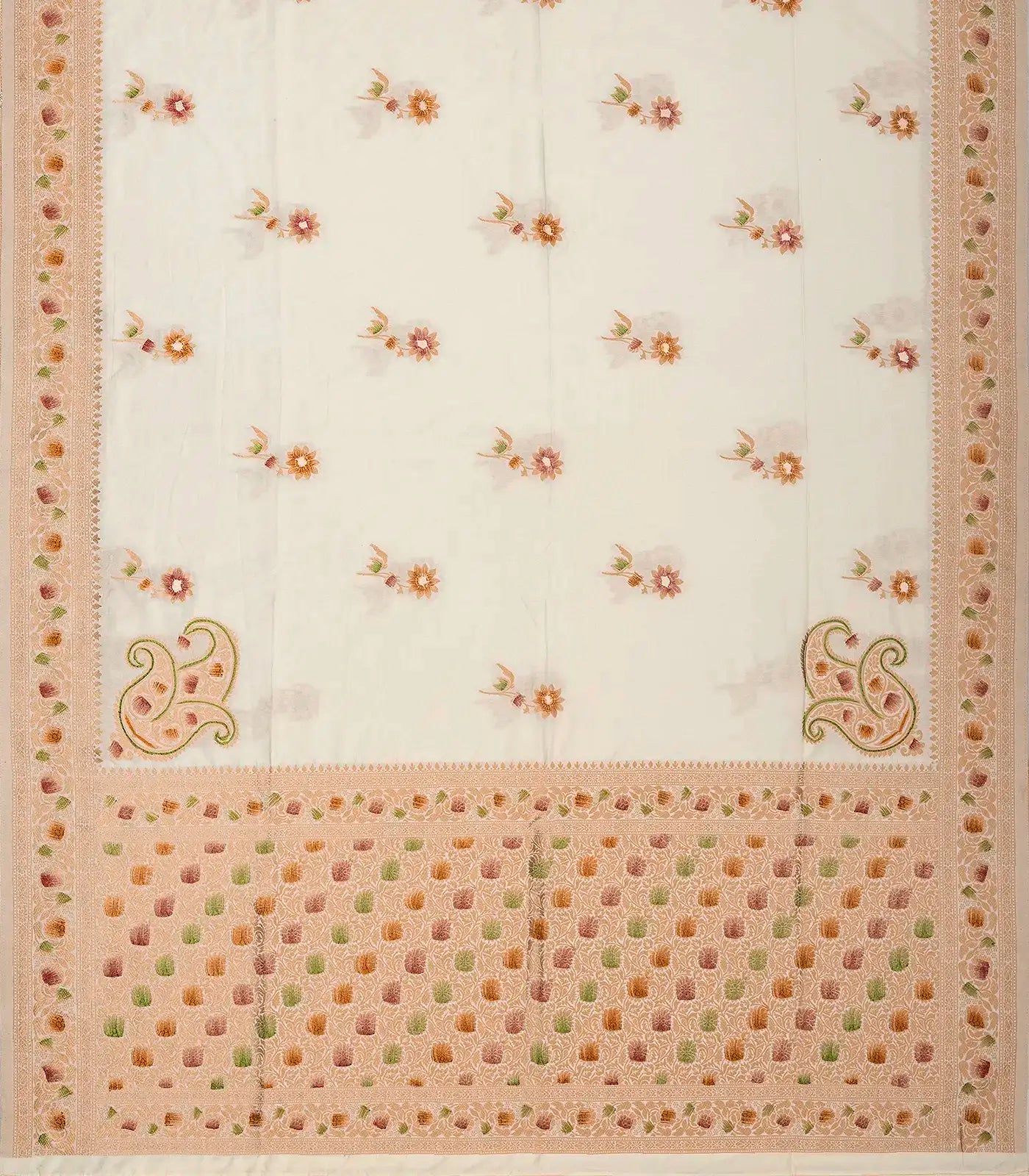 RmKV Off White Woven Blended Dupion Saree With Konia Butta Motifs - view 2