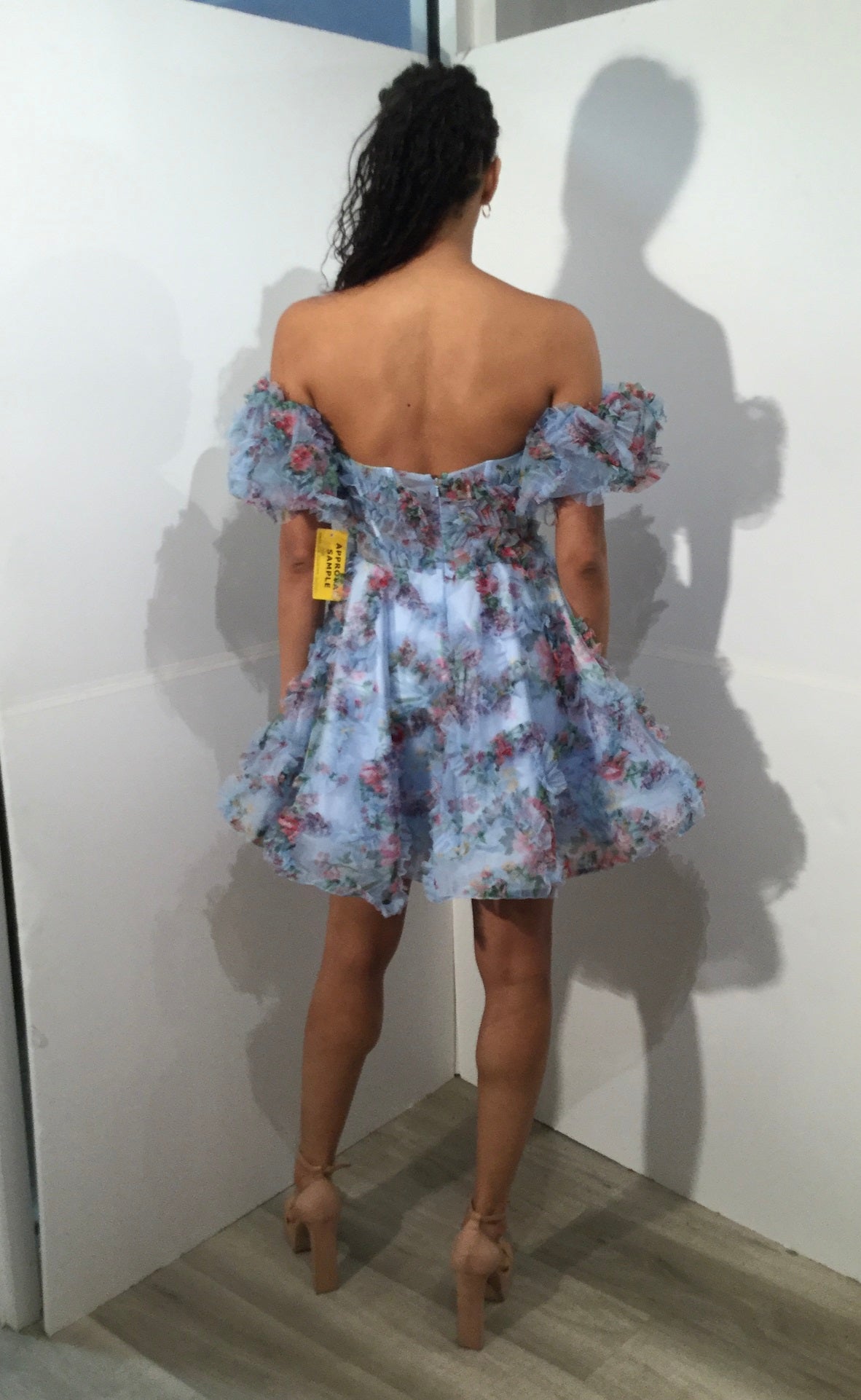 Print Short Off Shoulder Ruffled Dress by Jovani 42573 - view 5