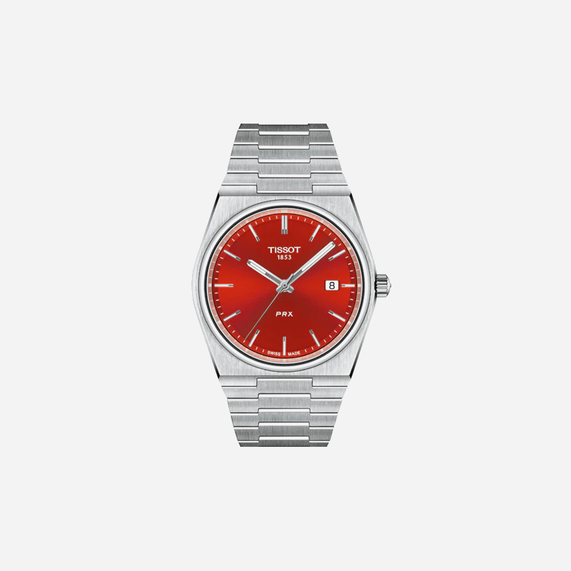 Tissot PRX Red Dial 40mm Stainless Steel Quartz Watch