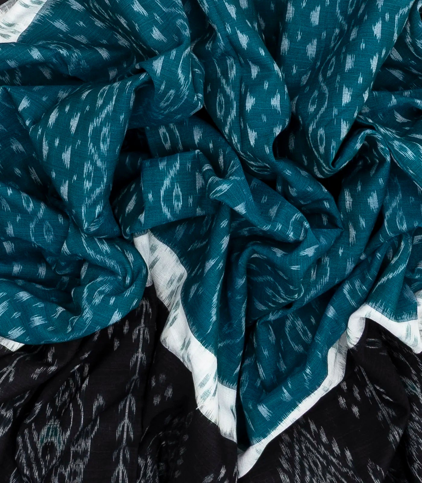 RmKV Blue Handloom Orissa Cotton Saree With Tie & Dye Floral Motifs - view 3