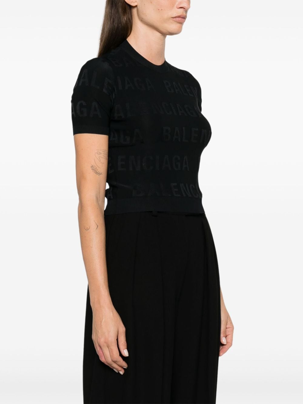 Balenciaga jacquard logo crop top – Viscose 92% - view 5