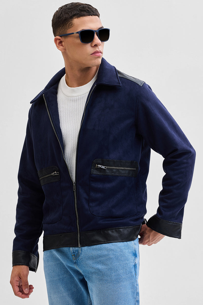 SNITCH Navy Multi-Patch Zipper Jacket