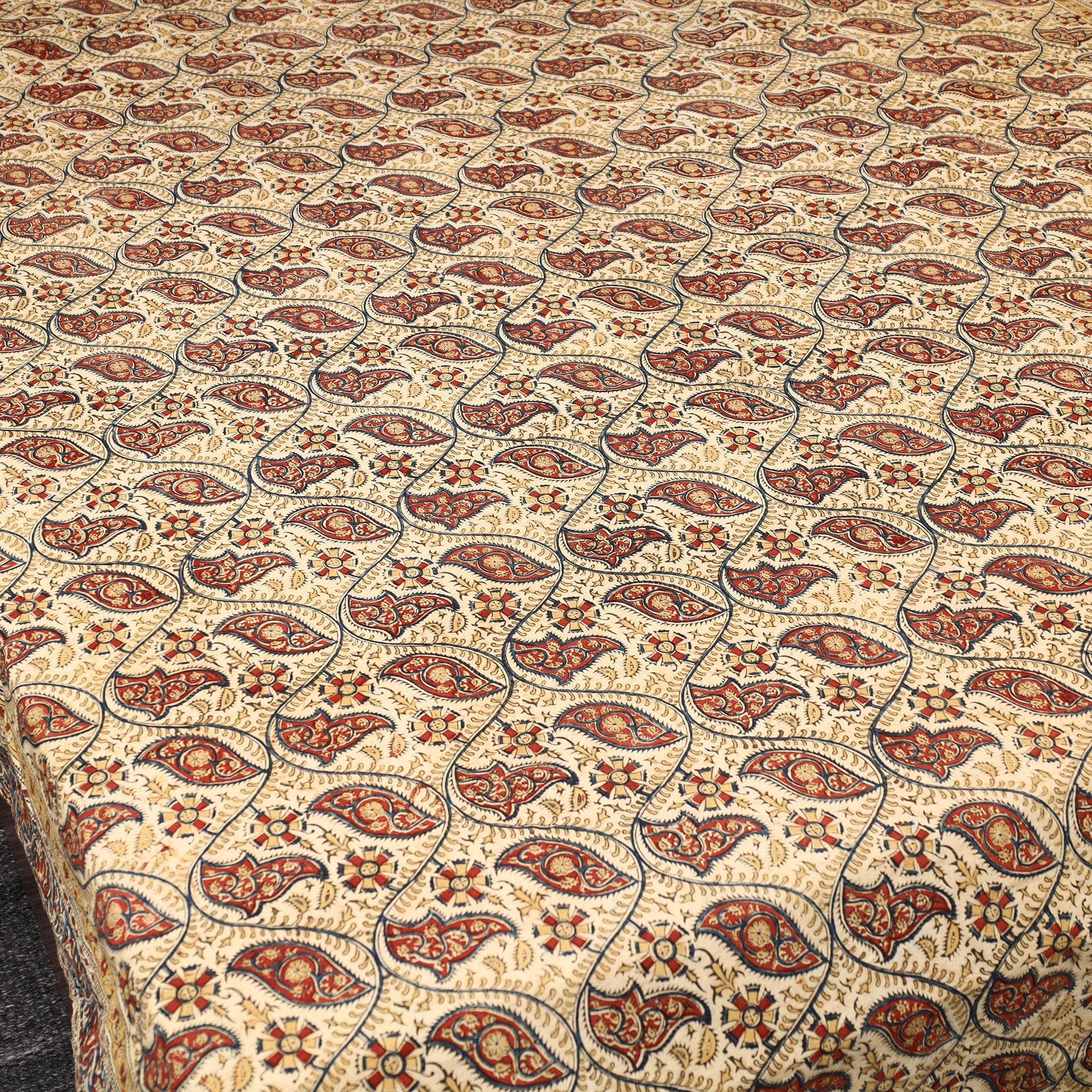 SOUTH KARGHA Beige - Block Print Cotton Single Kalamkari Bed Sheet 49 - view 3