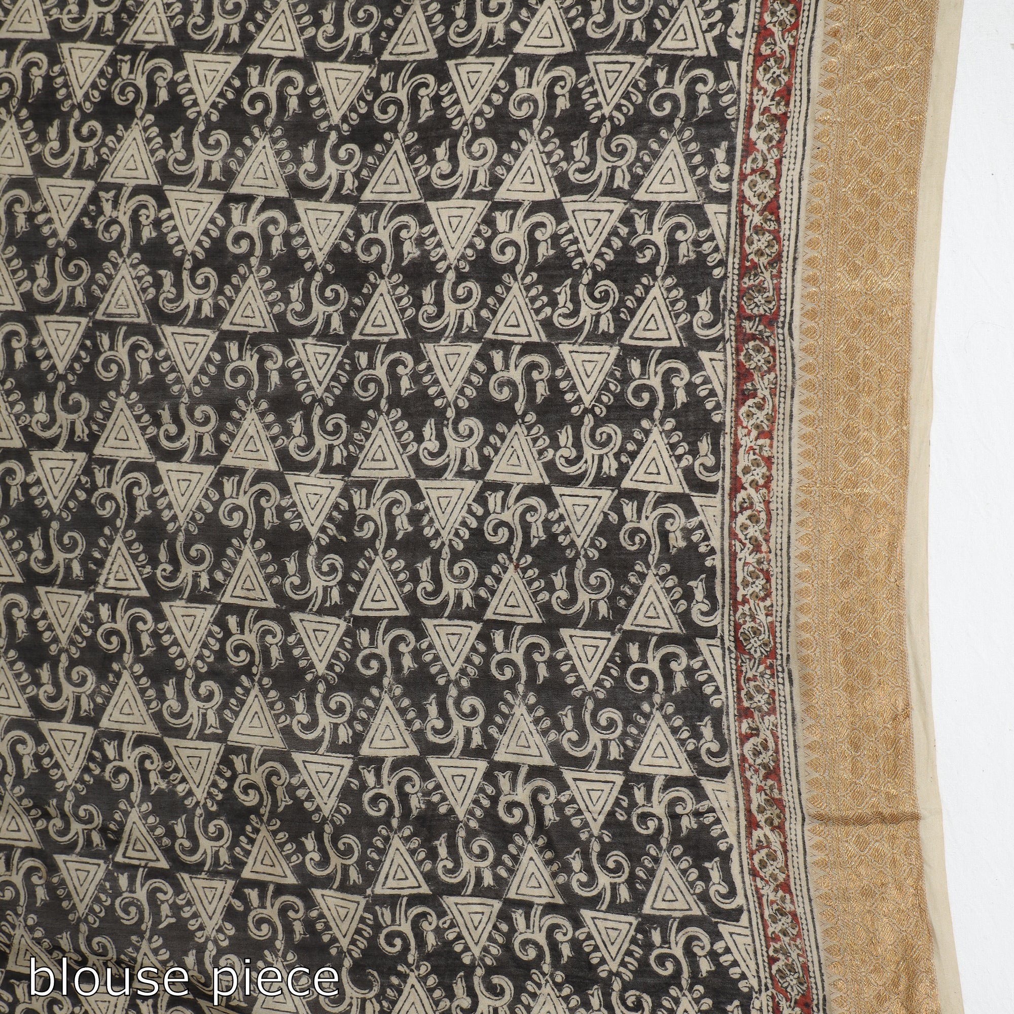 VENKATA BHANU KALAMKARI PEDANA Beige - Original Pedana Kalamkari Block Print Silk Saree - view 7