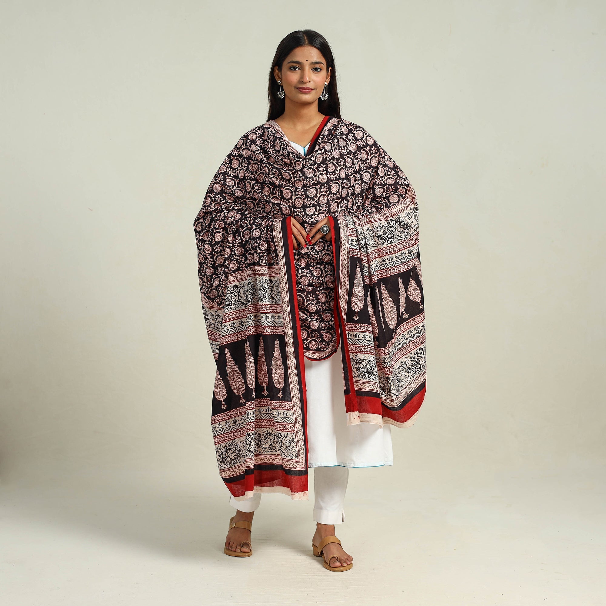 BAGH PRINTS BY ABDUL KADAR KHATRI Black - Hand Block Print Cotton Bagh Dupatta 26