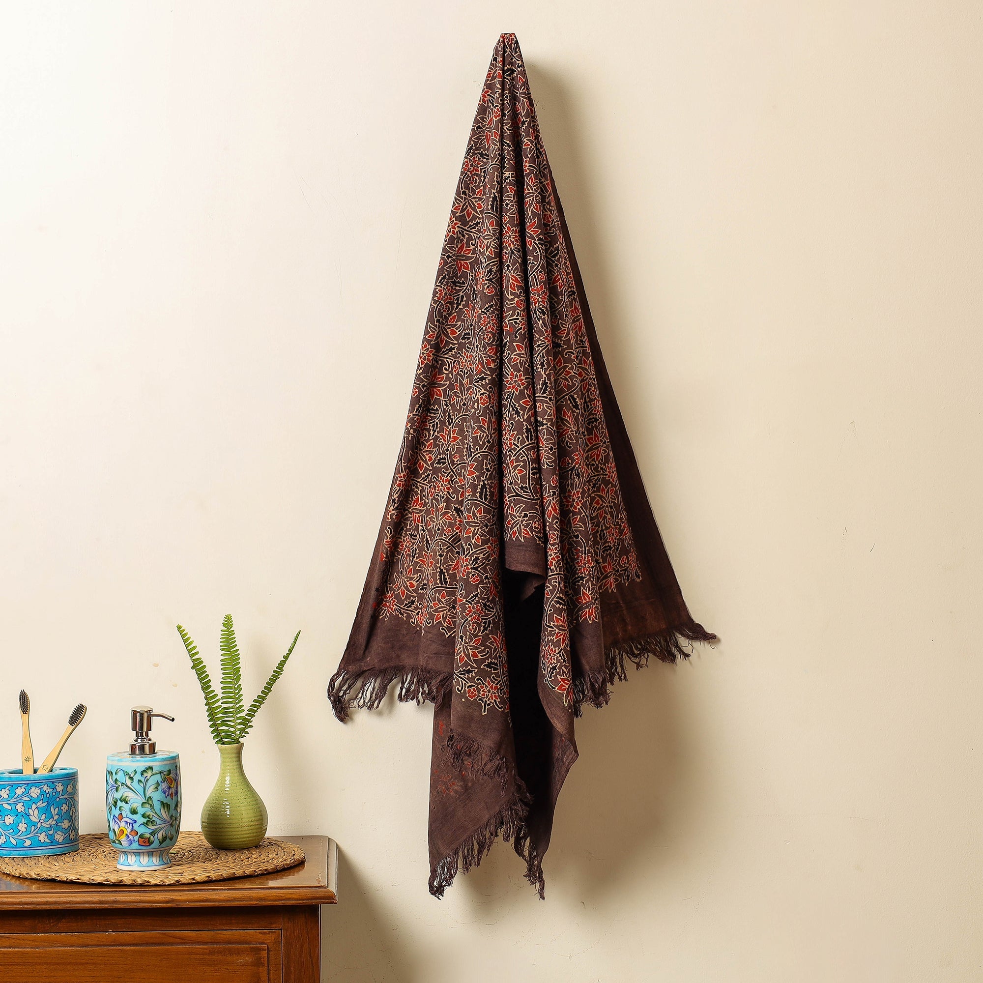 KACHCHH JI CHHAAP Brown - Block Print Cotton Ajrakh Handloom Towel