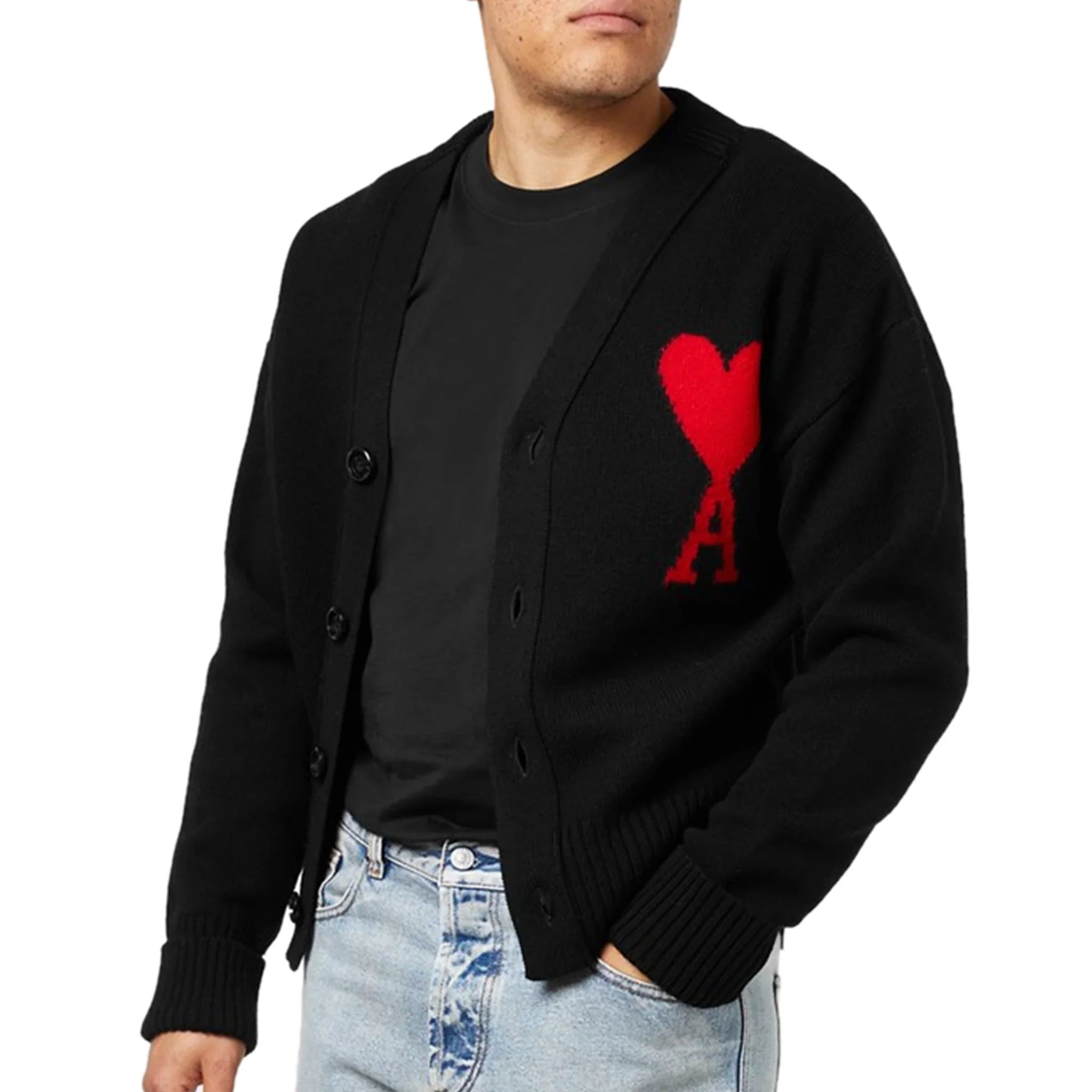 Ami Paris Ami De Coeur Black Red Cardigan - view 5