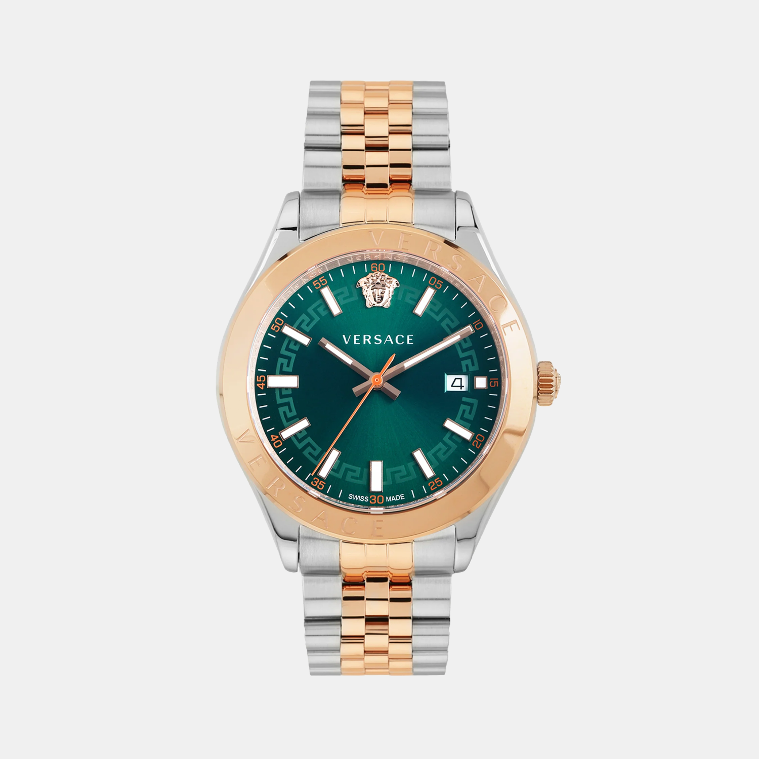 Versace Hellenyium Men Quartz Green Dial Analog Stainless Steel Watch VEVK01324