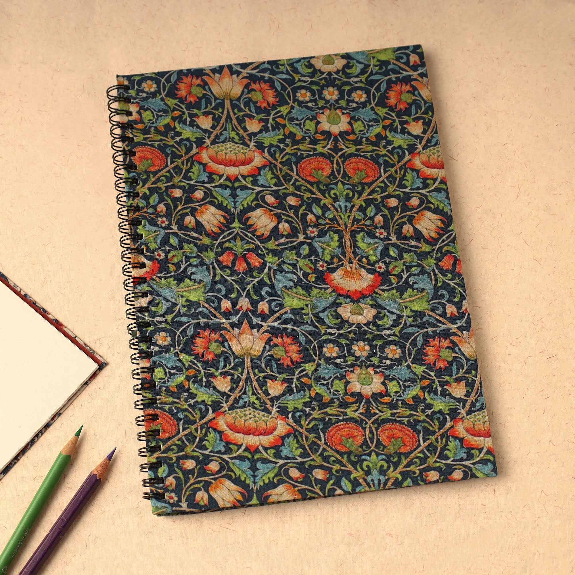 SUKRITI INPRINT Black - Floral Printed Handcrafted Spiral Notebook (10 x 7 in) 06