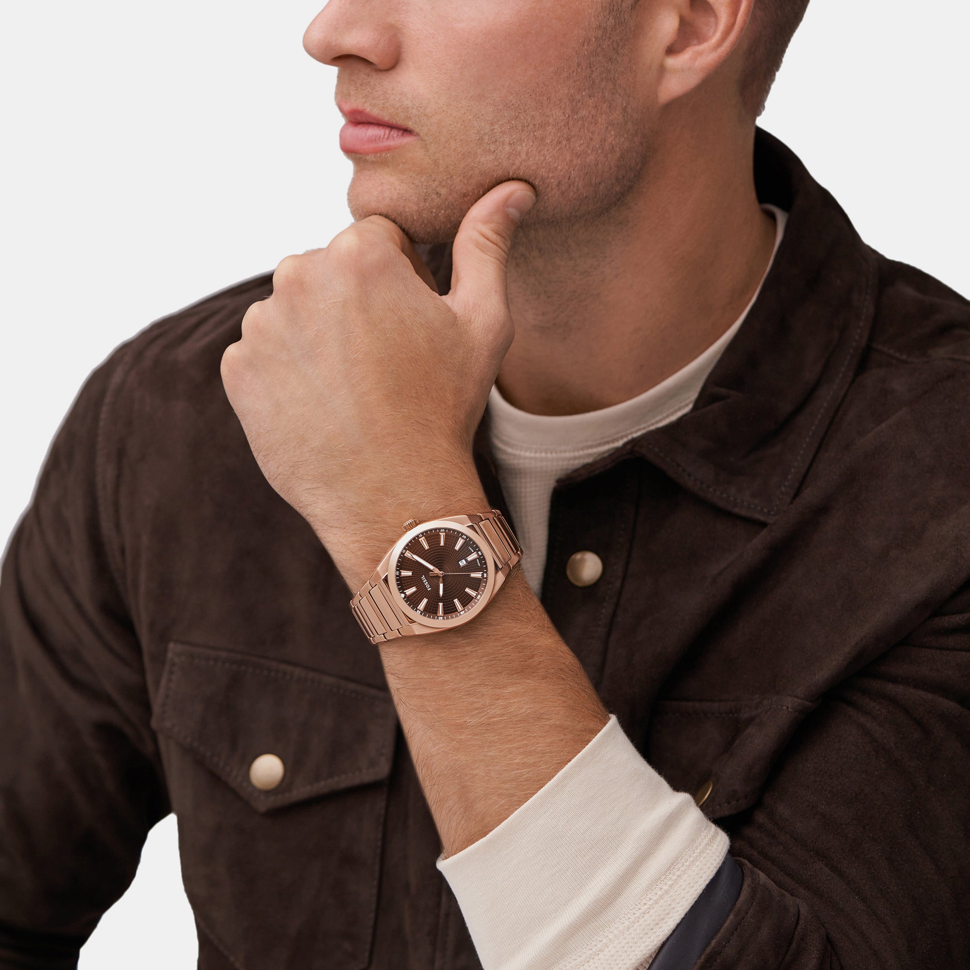 Fossil Everett Men Quartz Brown Dial Analog Stainless Steel Watch FS6028 - view 6