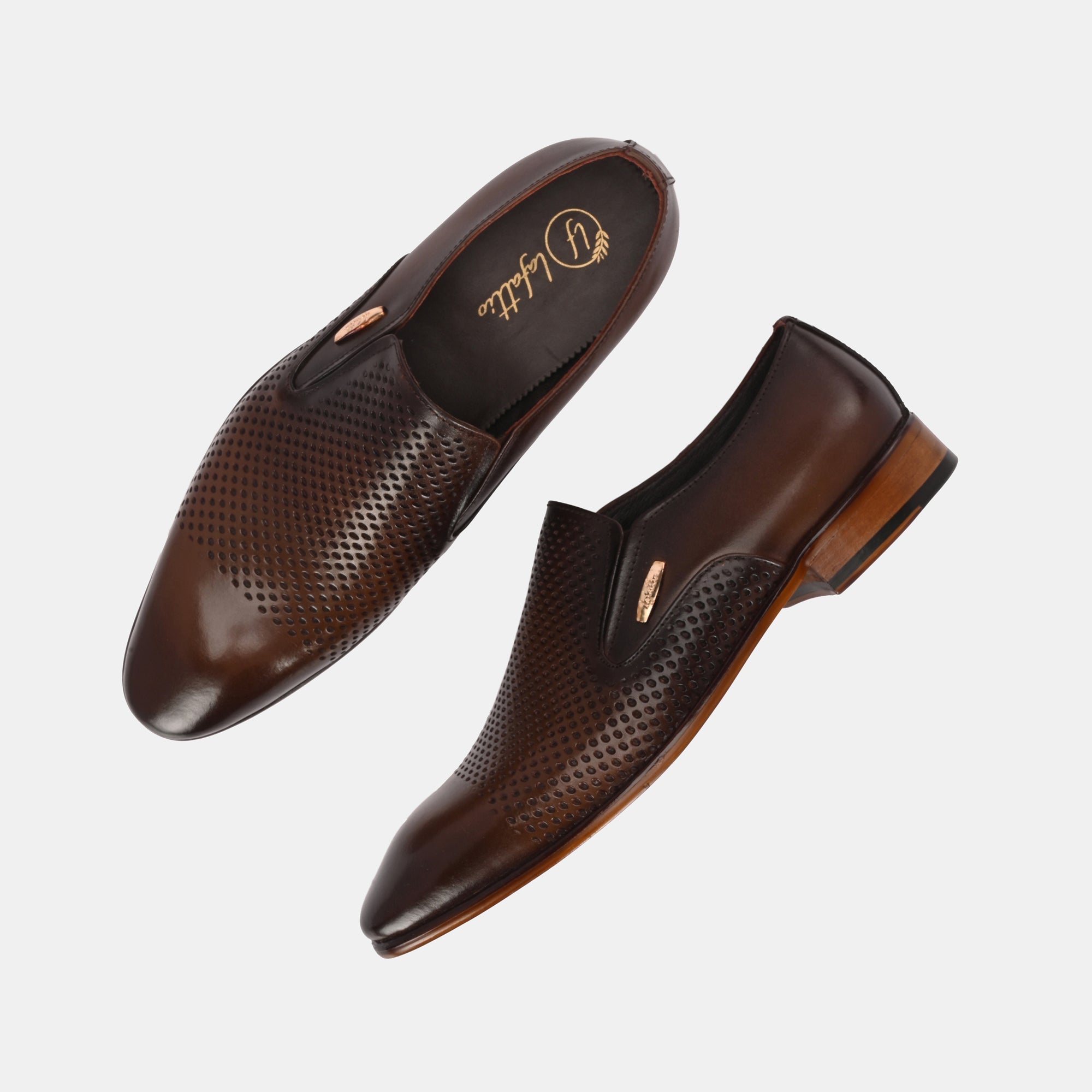 Brown Perforated Moccasins by Lafattio - view 2