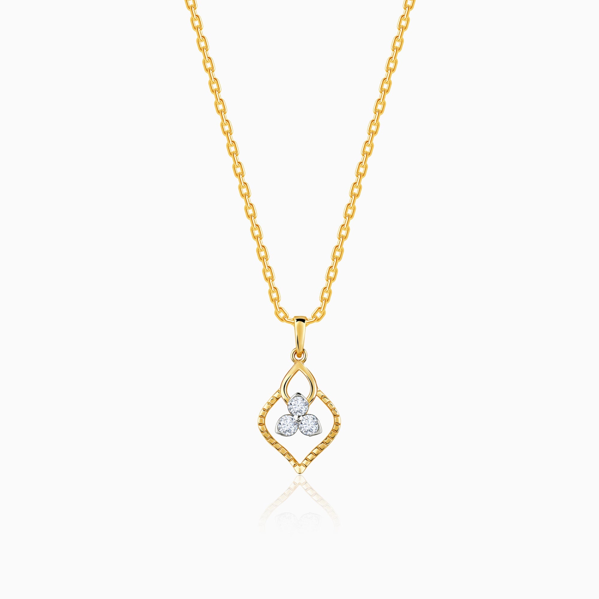 GIVA Jewellery Gold Sparkling Clover Diamond Pendant