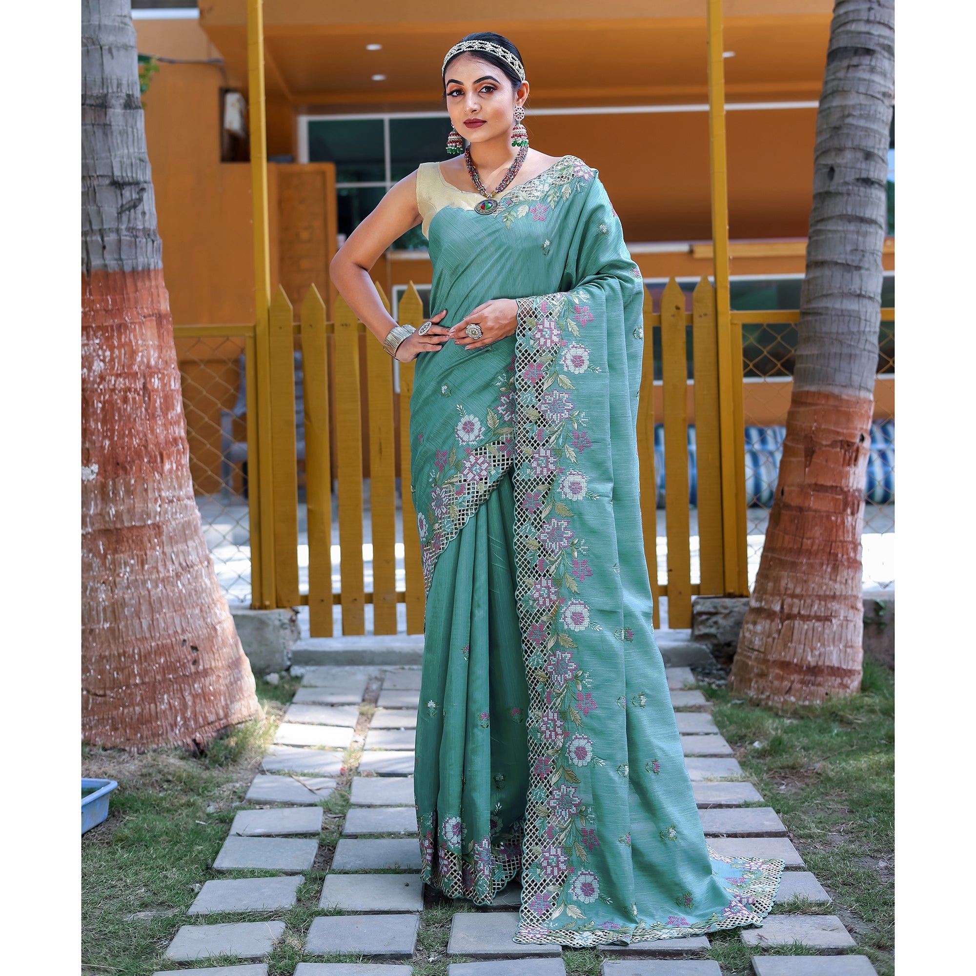 TASARIKA COUTURE Apeksha Sky Silk Handwork Saree - view 2