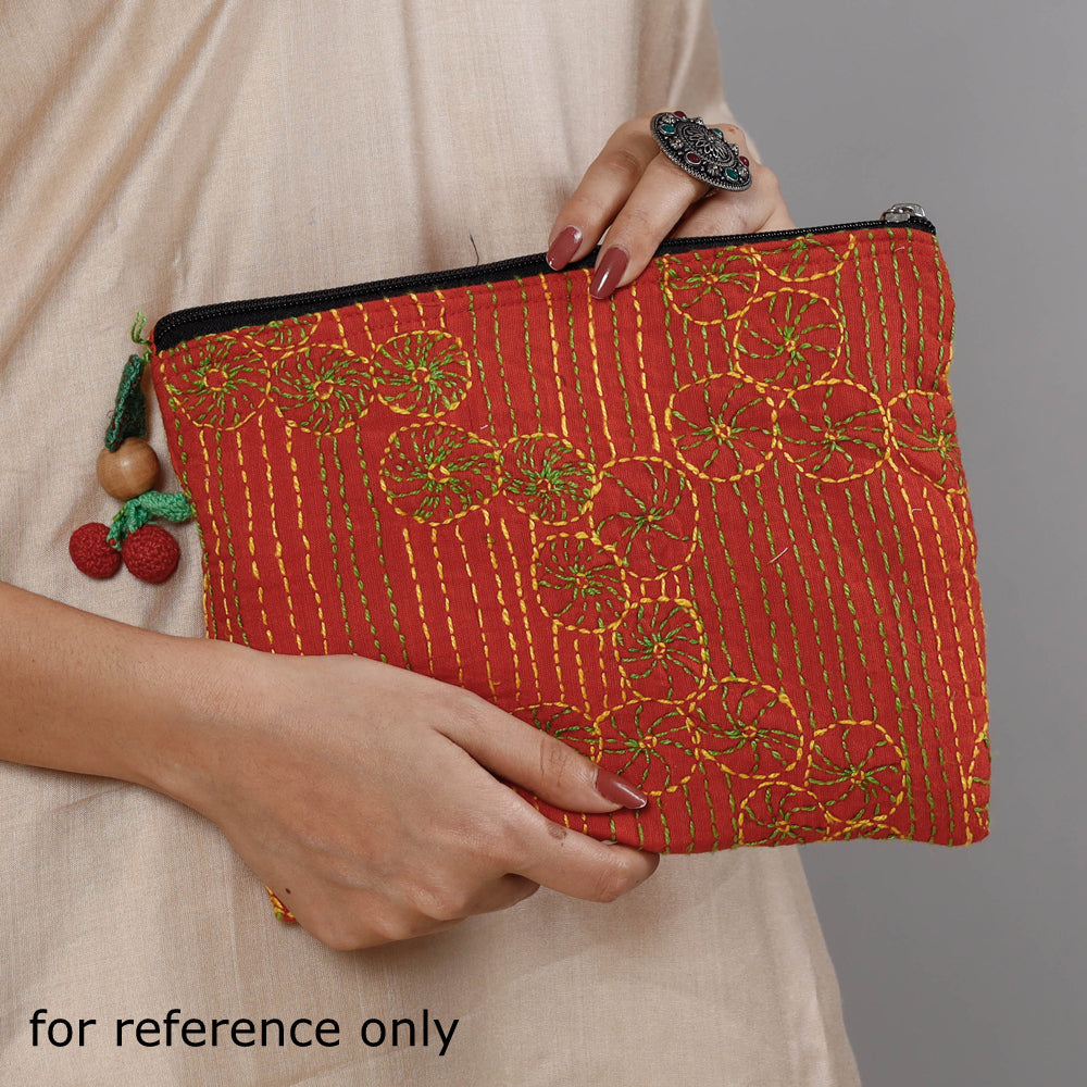 CHANDI MATI Black - Chandi Maati Kantha Work Cotton Cosmetic Pouch - view 2