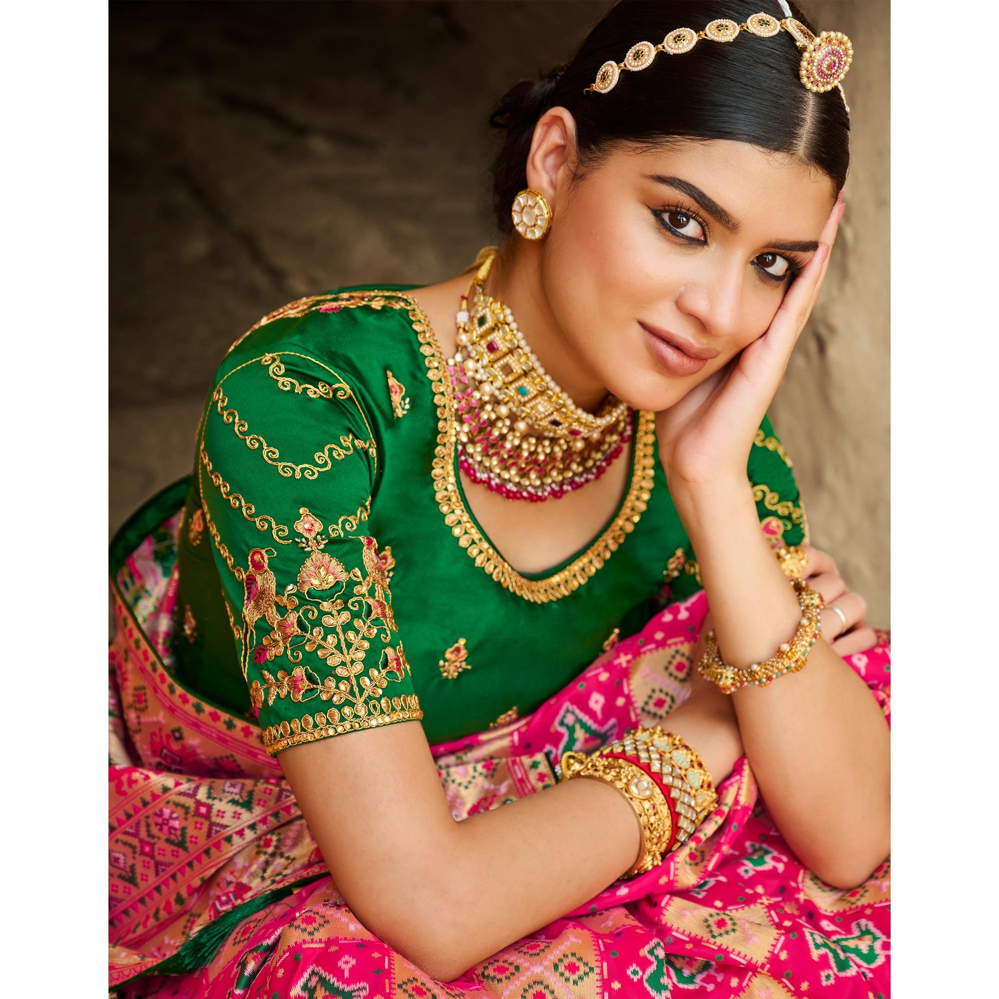 Peachmode Multicolor Festive Wear Woven Silk Saree - view 2
