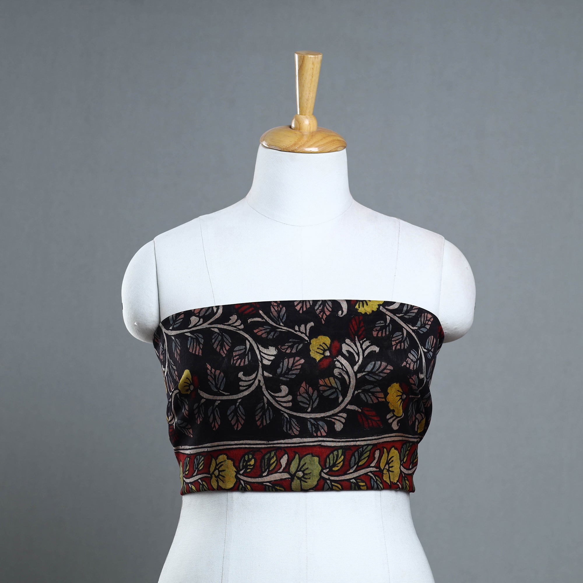 DWARAKA PLUS Black - Handpainted Chanderi Silk Kalamkari Blouse Piece 39