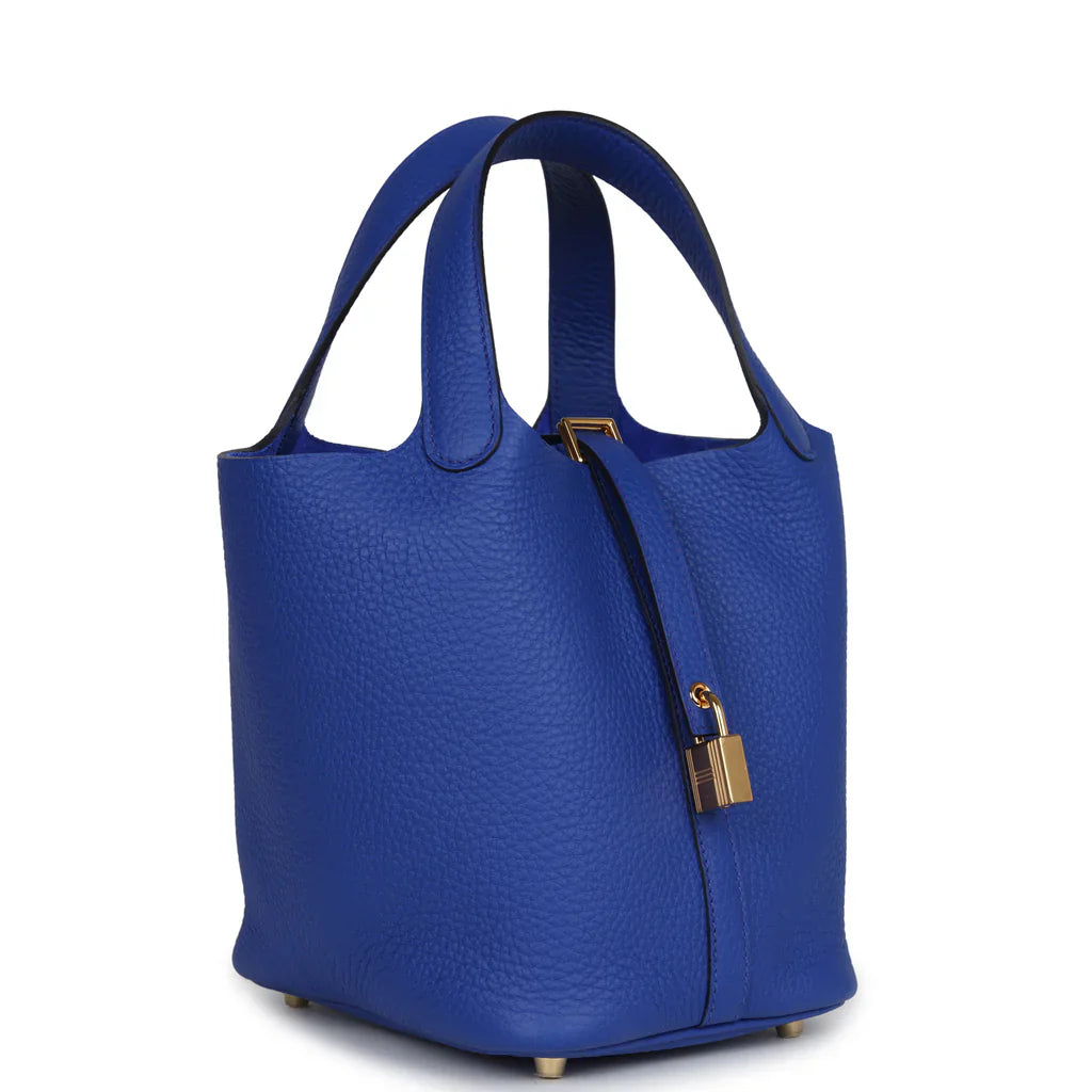 Cop Underdog Hermès Picotin Lock 18 Bleu Royal Clemence Gold Hardware - view 2