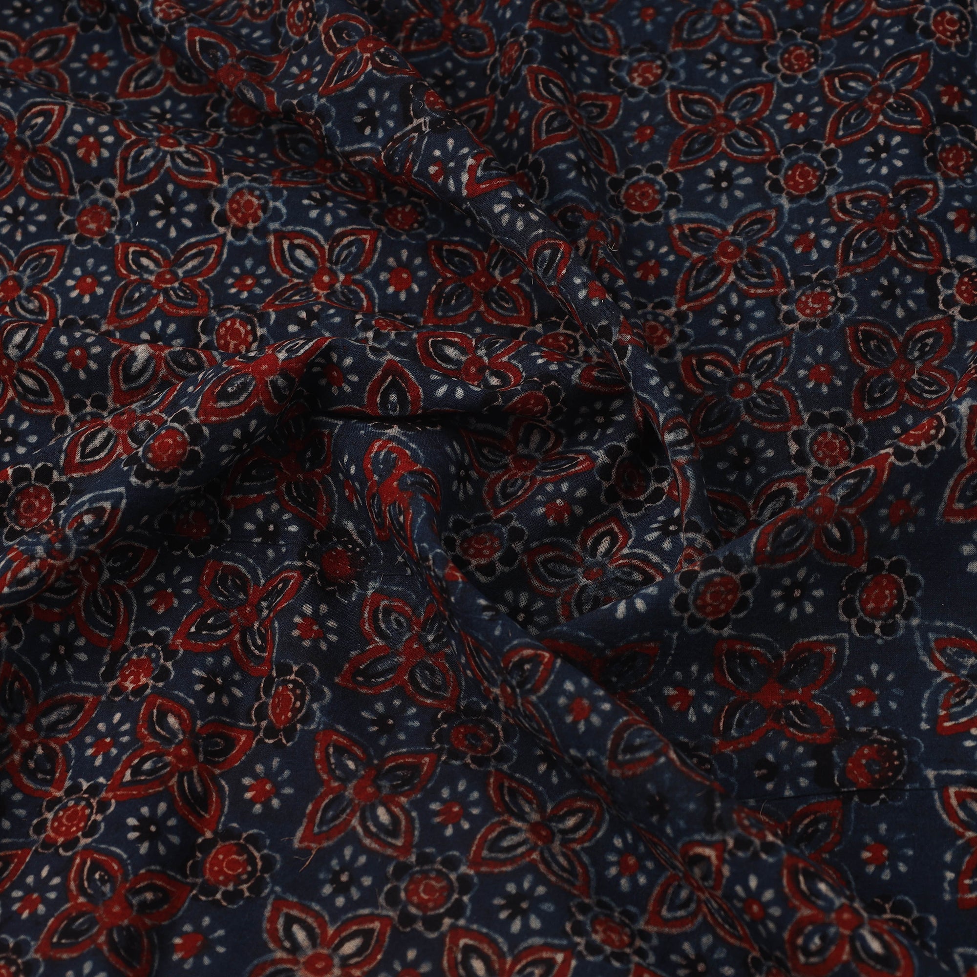 KACHCHH JI CHHAAP Blue - Block Print Cotton Natural Dyed Ajrakh Fabric 29 - view 3