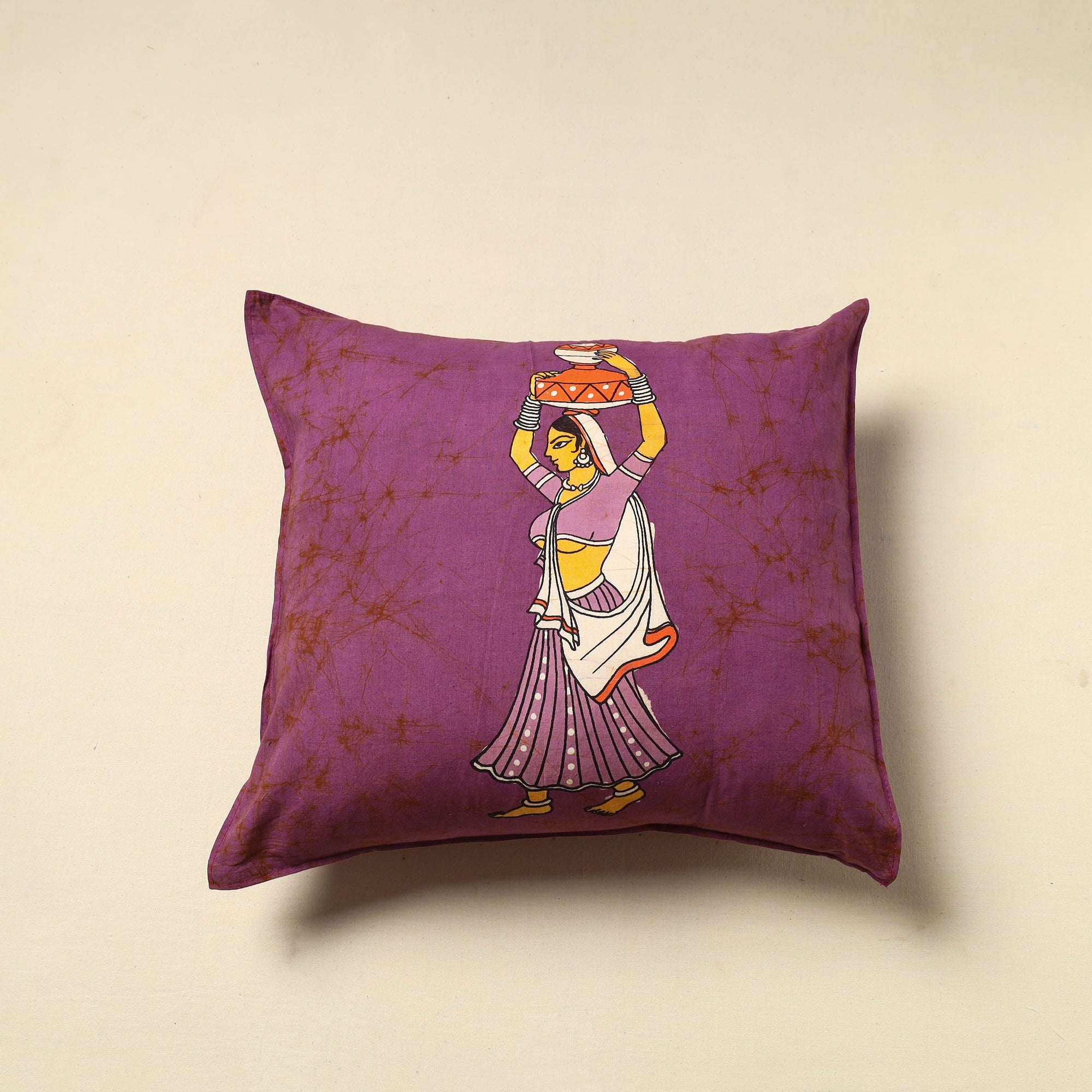 KACHCHH JI CHHAAP Pure Cotton Hand Batik Cushion Cover (18 x 18 in) 17