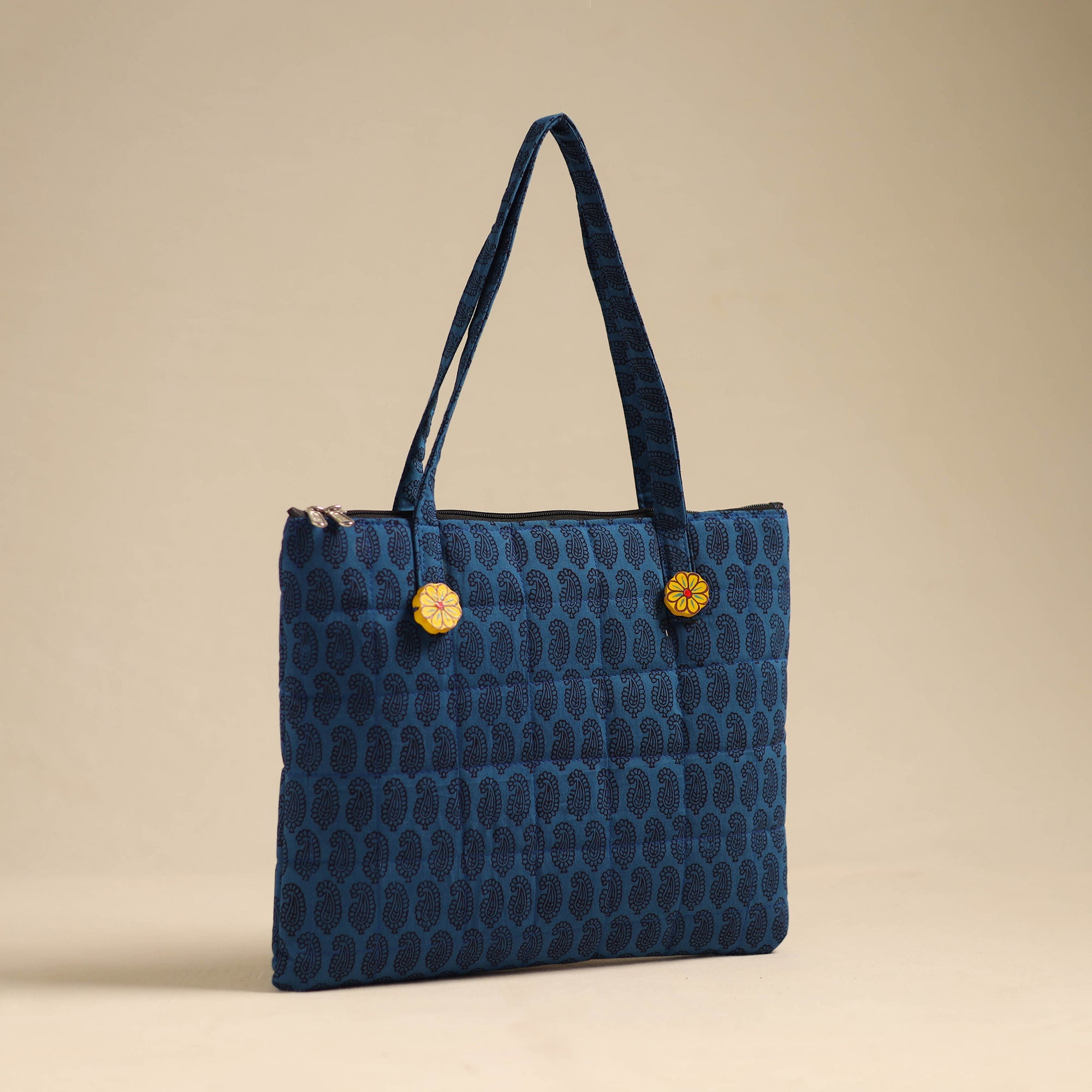 NOORI BAZAR Blue - Handcrafted Quilted Cotton Hand Bag 04 - view 2