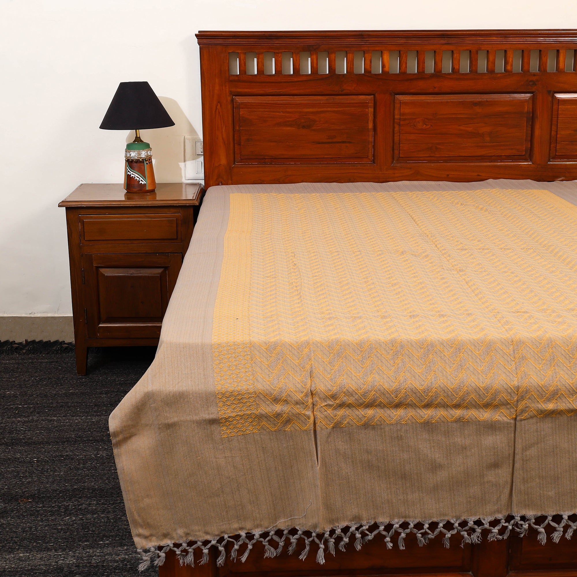 HANDLOOM VIRASAT Beige - Pure Handloom Cotton Single Bed Cover from Bijnor 39