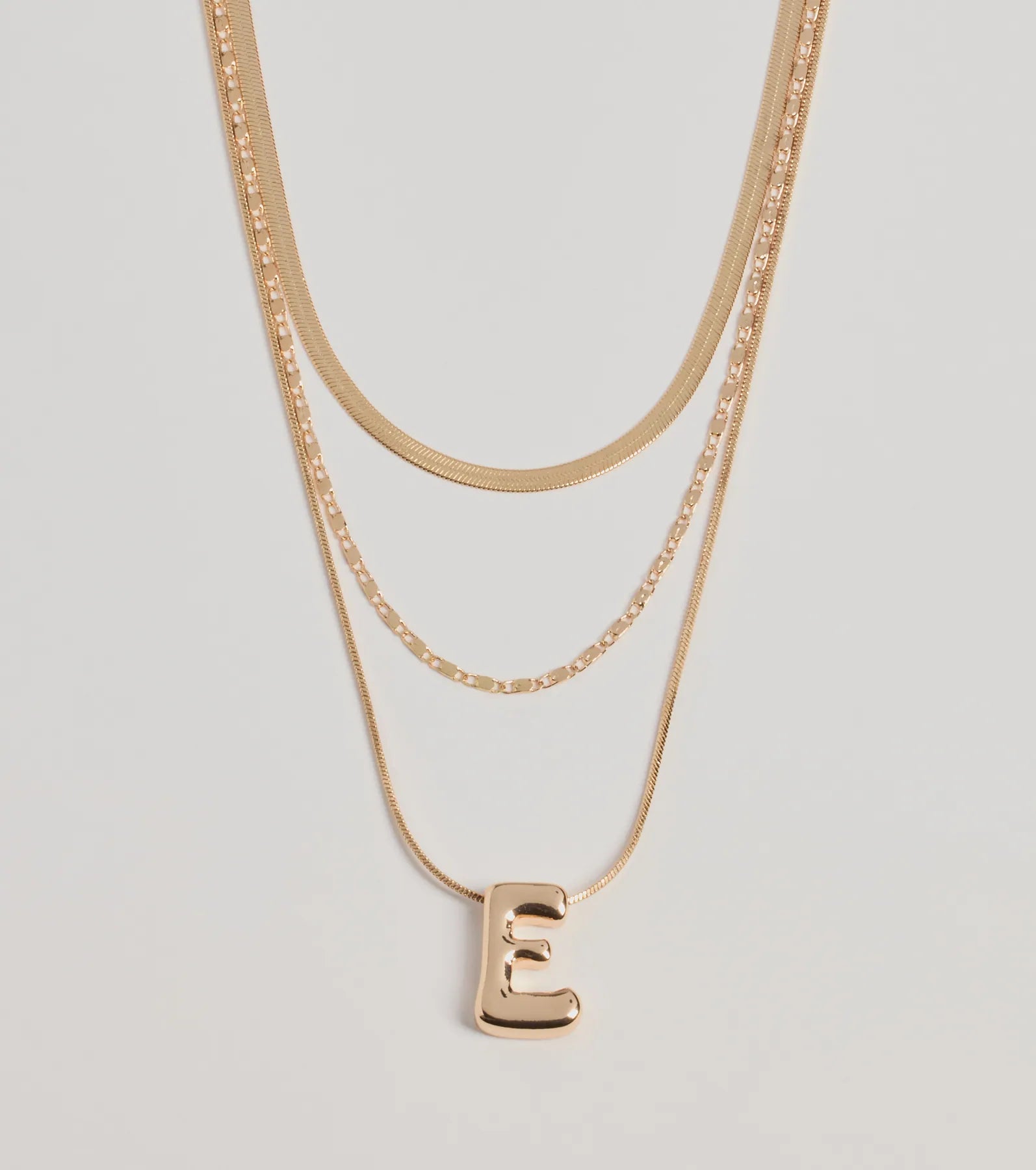 Windsor E Initial Layered Bubble Necklace – GOLD - view 2