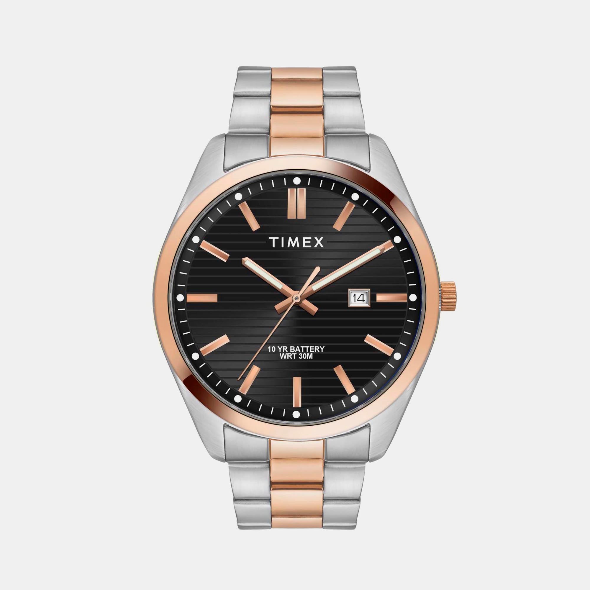 Timex E Class Men Quartz Black Dial Analog Stainless Steel Watch TWTG10410