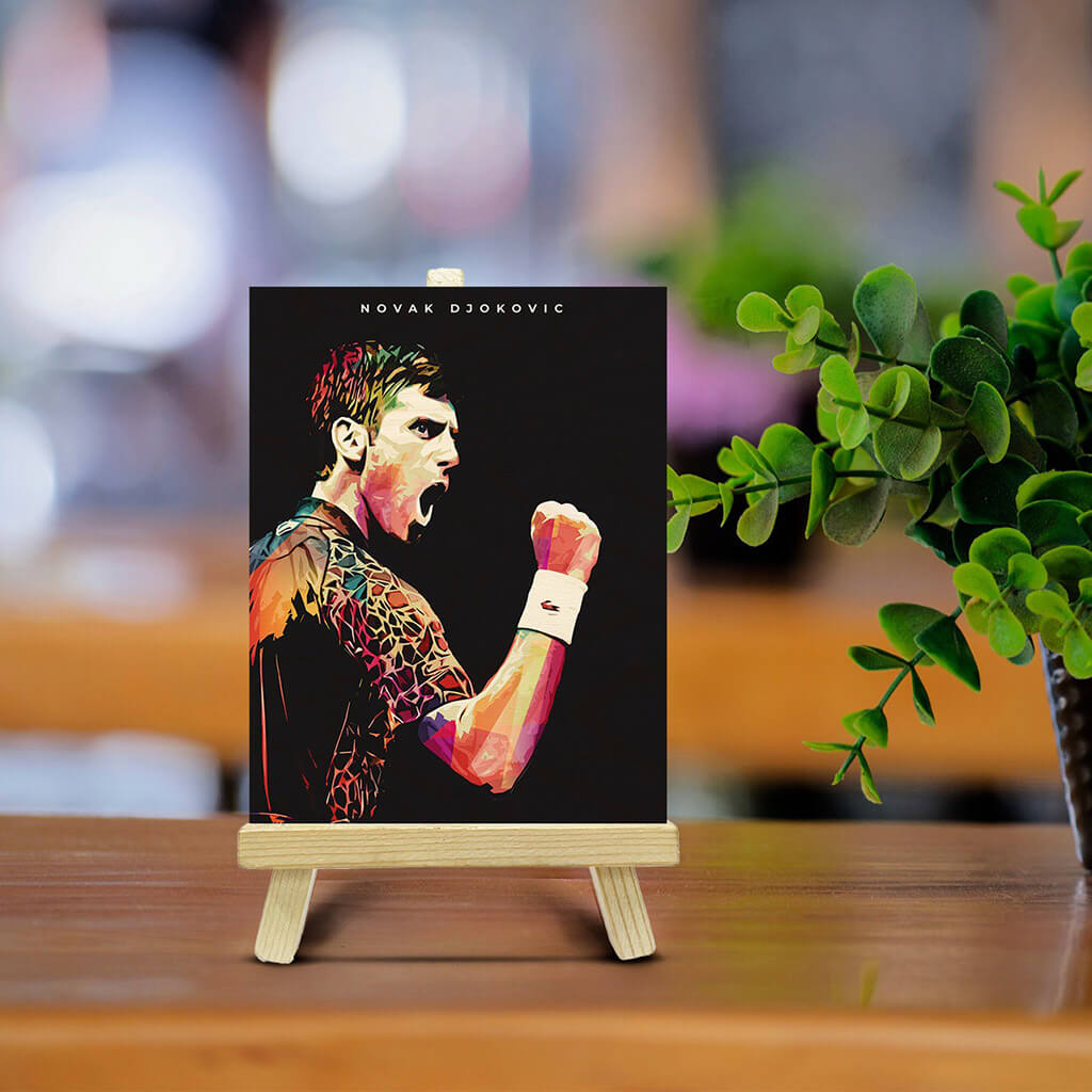 Bigsmall_cc Novak Djokovic Wooden Print With Easel Stand